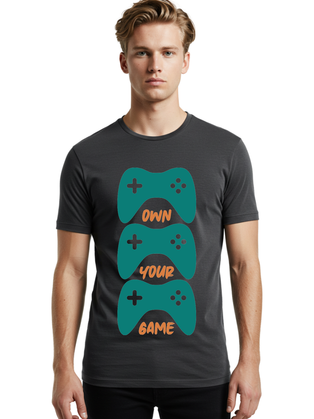 Own-Your-Game Men'S Graphic Tee, 100% Cotton, Comfortable Casual Summer Wear, Machine Washable, Video Game Controllers, Gaming, Gaming Culture, Own Your Game, Game Controllers, Playful Design, Console Gaming, Motivational Quote -  Aaa655