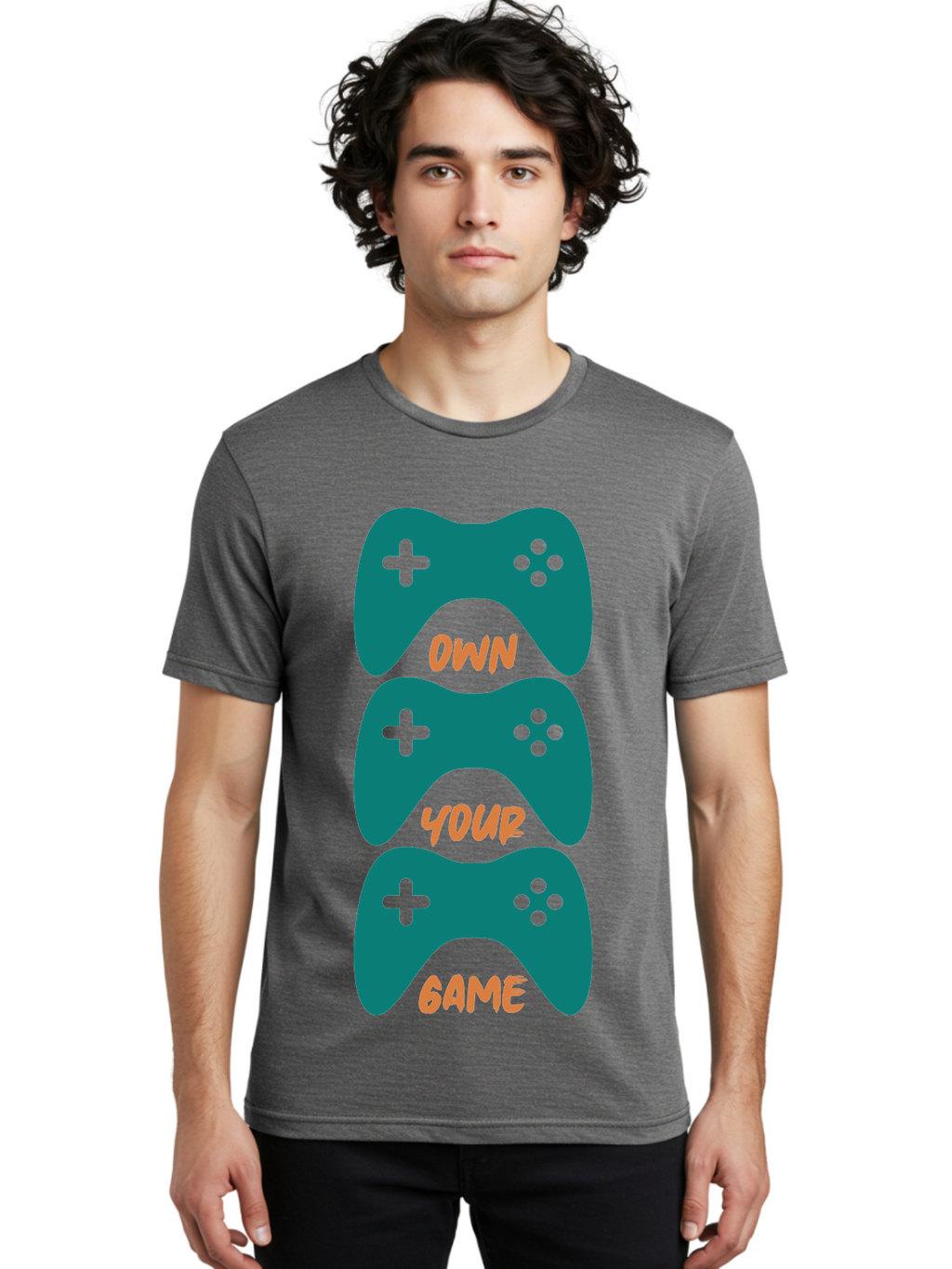 Own-Your-Game Men'S Graphic Tee, 100% Cotton, Comfortable Casual Summer Wear, Machine Washable, Video Game Controllers, Gaming, Gaming Culture, Own Your Game, Game Controllers, Playful Design, Console Gaming, Motivational Quote -  Aaa655