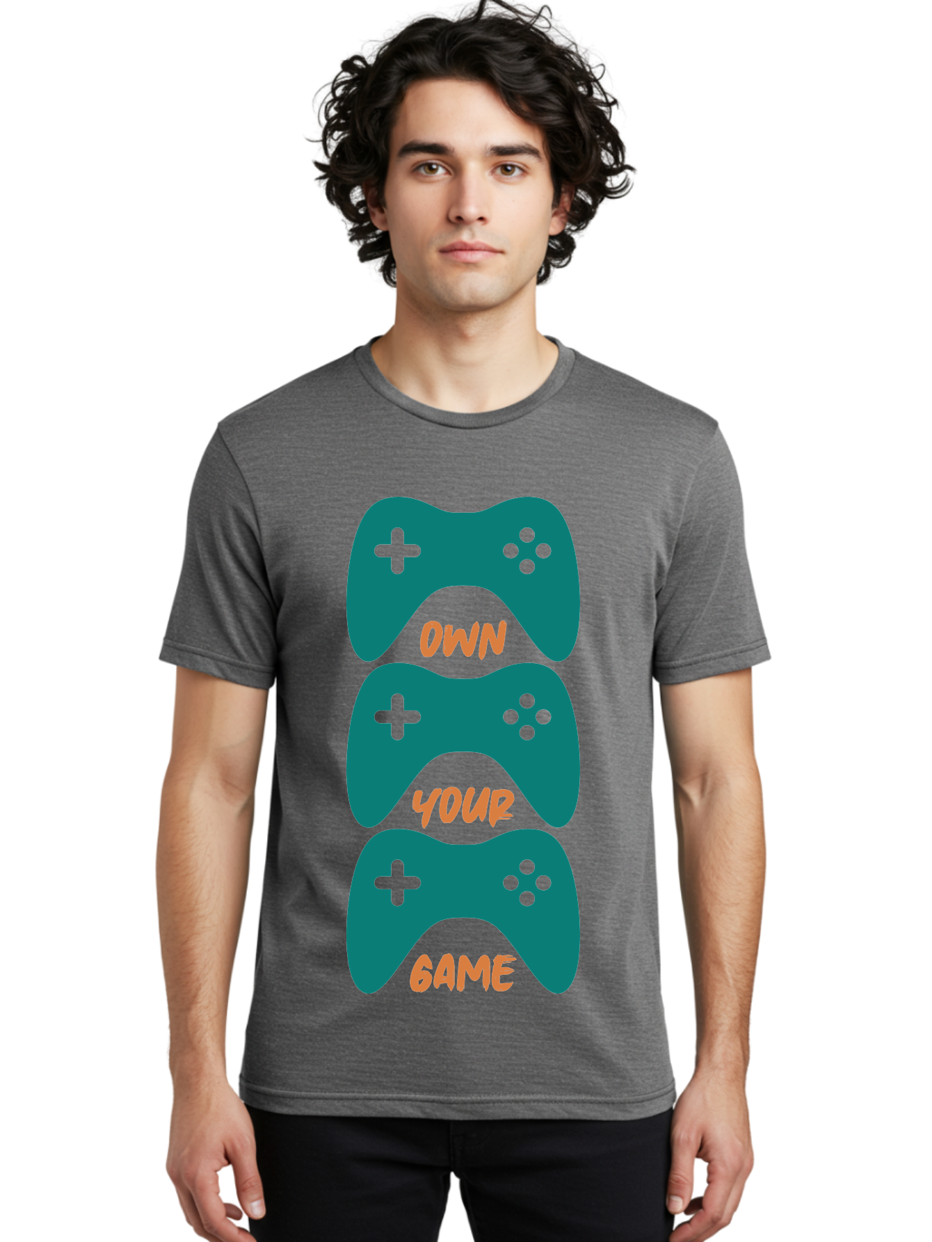 Own-Your-Game Men'S Graphic Tee, 100% Cotton, Comfortable Casual Summer Wear, Machine Washable, Video Game Controllers, Gaming, Gaming Culture, Own Your Game, Game Controllers, Playful Design, Console Gaming, Motivational Quote -  Aaa655