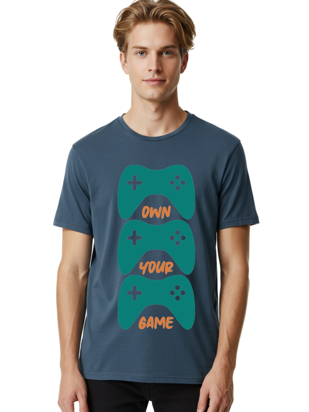 Own-Your-Game Men'S Graphic Tee, 100% Cotton, Comfortable Casual Summer Wear, Machine Washable, Video Game Controllers, Gaming, Gaming Culture, Own Your Game, Game Controllers, Playful Design, Console Gaming, Motivational Quote -  Aaa655