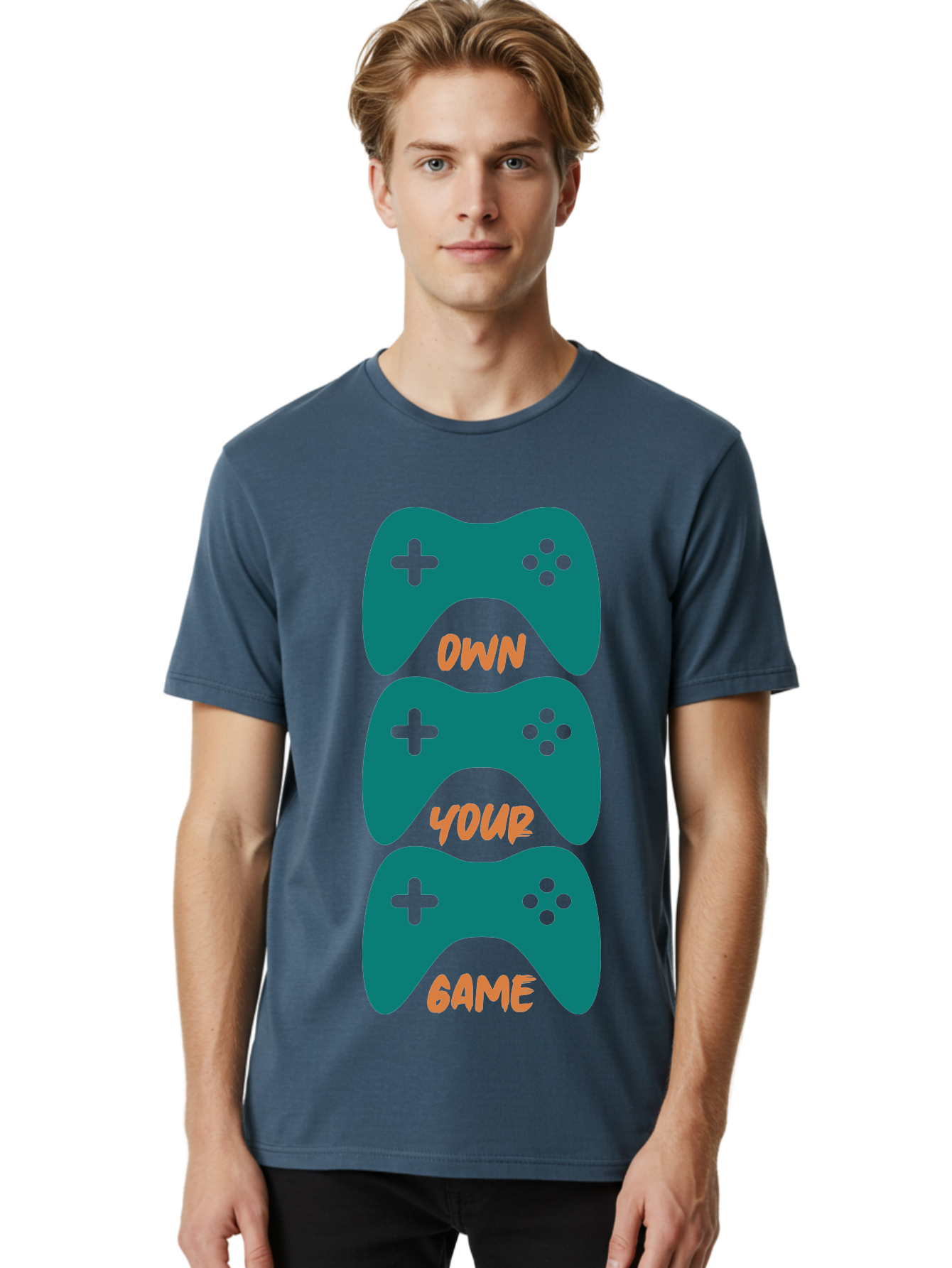 Own-Your-Game Men'S Graphic Tee, 100% Cotton, Comfortable Casual Summer Wear, Machine Washable, Video Game Controllers, Gaming, Gaming Culture, Own Your Game, Game Controllers, Playful Design, Console Gaming, Motivational Quote -  Aaa655