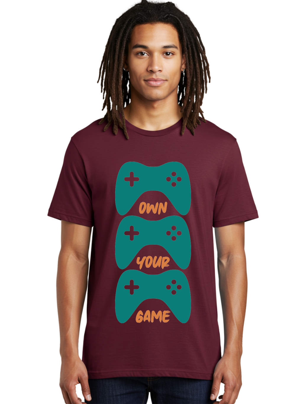Own-Your-Game Men'S Graphic Tee, 100% Cotton, Comfortable Casual Summer Wear, Machine Washable, Video Game Controllers, Gaming, Gaming Culture, Own Your Game, Game Controllers, Playful Design, Console Gaming, Motivational Quote -  Aaa655