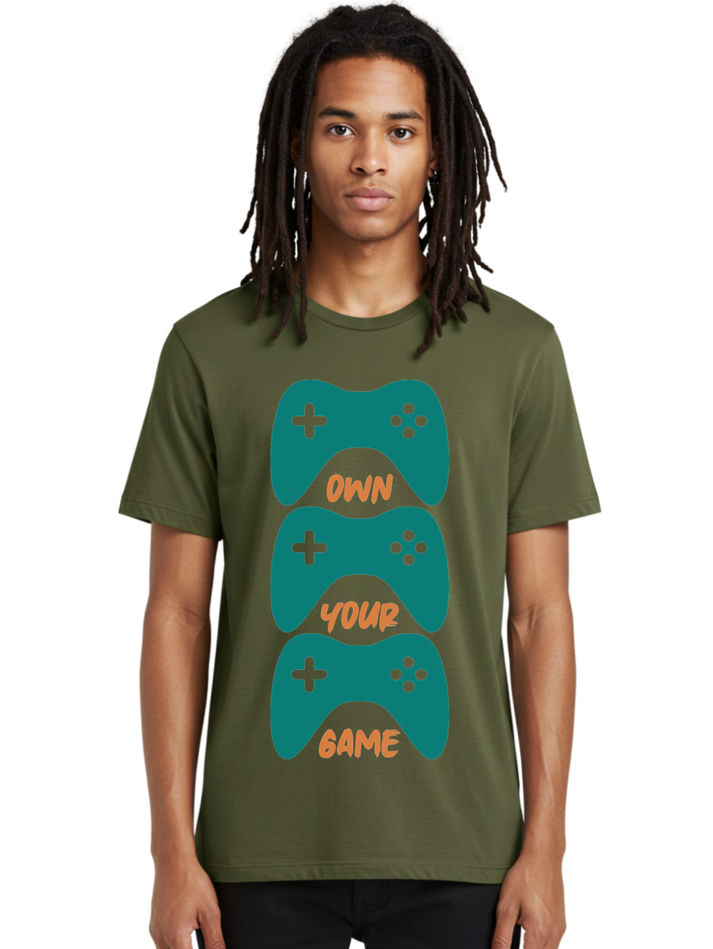 Own-Your-Game Men'S Graphic Tee, 100% Cotton, Comfortable Casual Summer Wear, Machine Washable, Video Game Controllers, Gaming, Gaming Culture, Own Your Game, Game Controllers, Playful Design, Console Gaming, Motivational Quote -  Aaa655