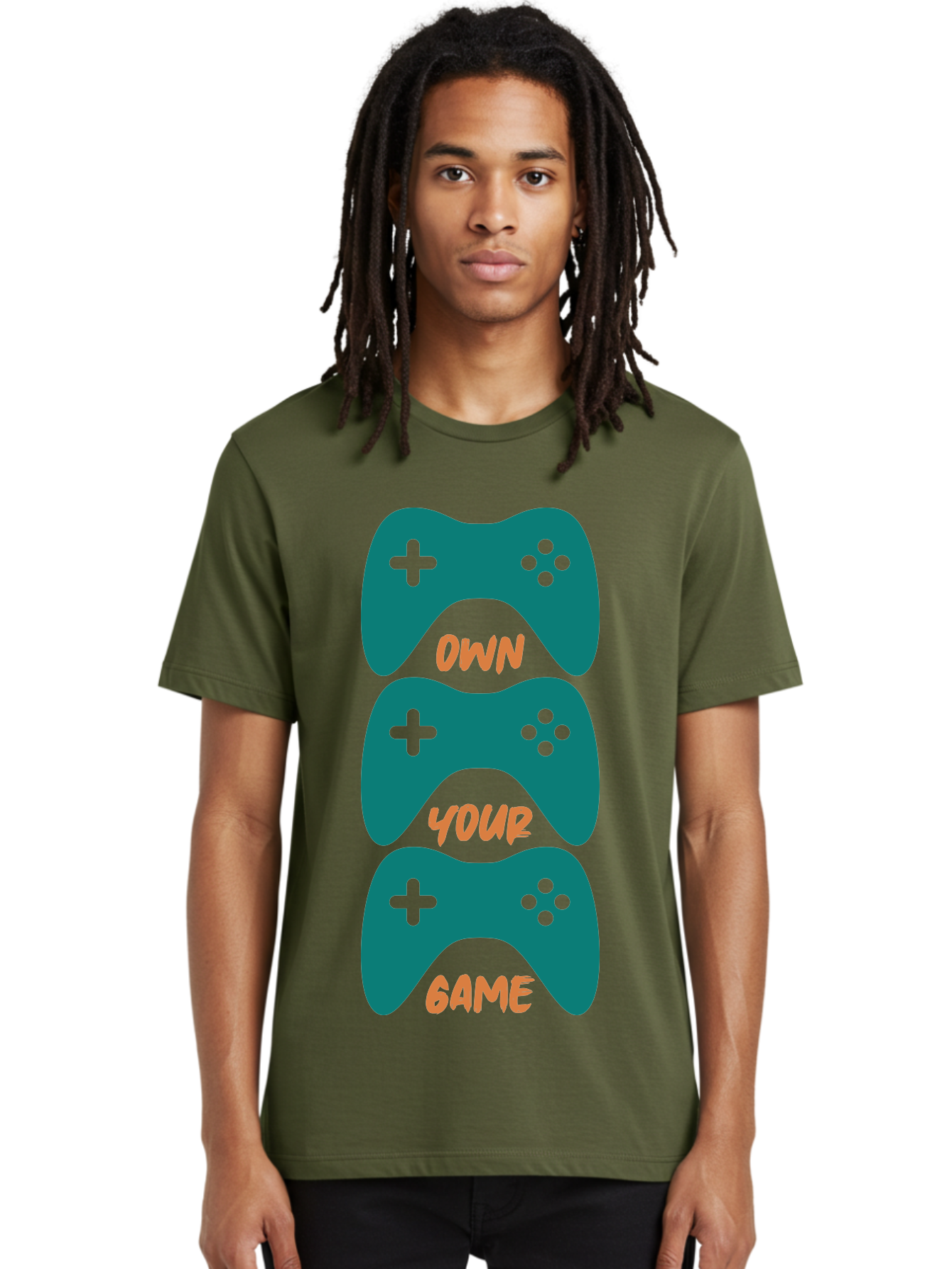 Own-Your-Game Men'S Graphic Tee, 100% Cotton, Comfortable Casual Summer Wear, Machine Washable, Video Game Controllers, Gaming, Gaming Culture, Own Your Game, Game Controllers, Playful Design, Console Gaming, Motivational Quote -  Aaa655
