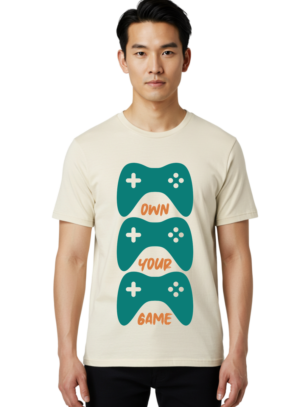 Own-Your-Game Men'S Graphic Tee, 100% Cotton, Comfortable Casual Summer Wear, Machine Washable, Video Game Controllers, Gaming, Gaming Culture, Own Your Game, Game Controllers, Playful Design, Console Gaming, Motivational Quote -  Aaa655