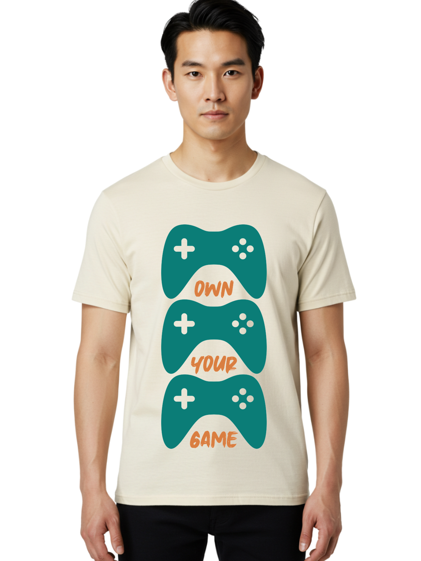 Own-Your-Game Men'S Graphic Tee, 100% Cotton, Comfortable Casual Summer Wear, Machine Washable, Video Game Controllers, Gaming, Gaming Culture, Own Your Game, Game Controllers, Playful Design, Console Gaming, Motivational Quote -  Aaa655
