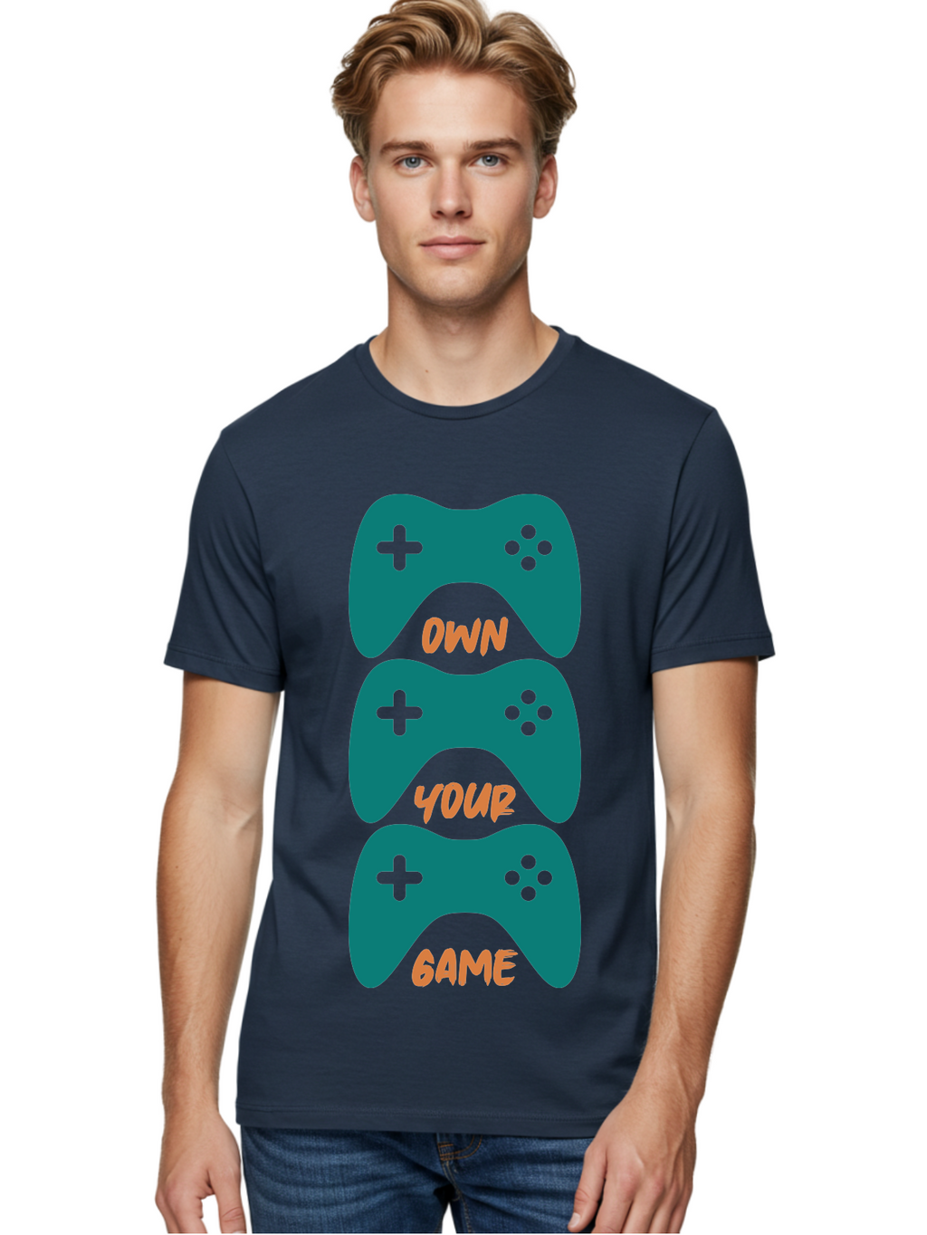 Own-Your-Game Men'S Graphic Tee, 100% Cotton, Comfortable Casual Summer Wear, Machine Washable, Video Game Controllers, Gaming, Gaming Culture, Own Your Game, Game Controllers, Playful Design, Console Gaming, Motivational Quote -  Aaa655