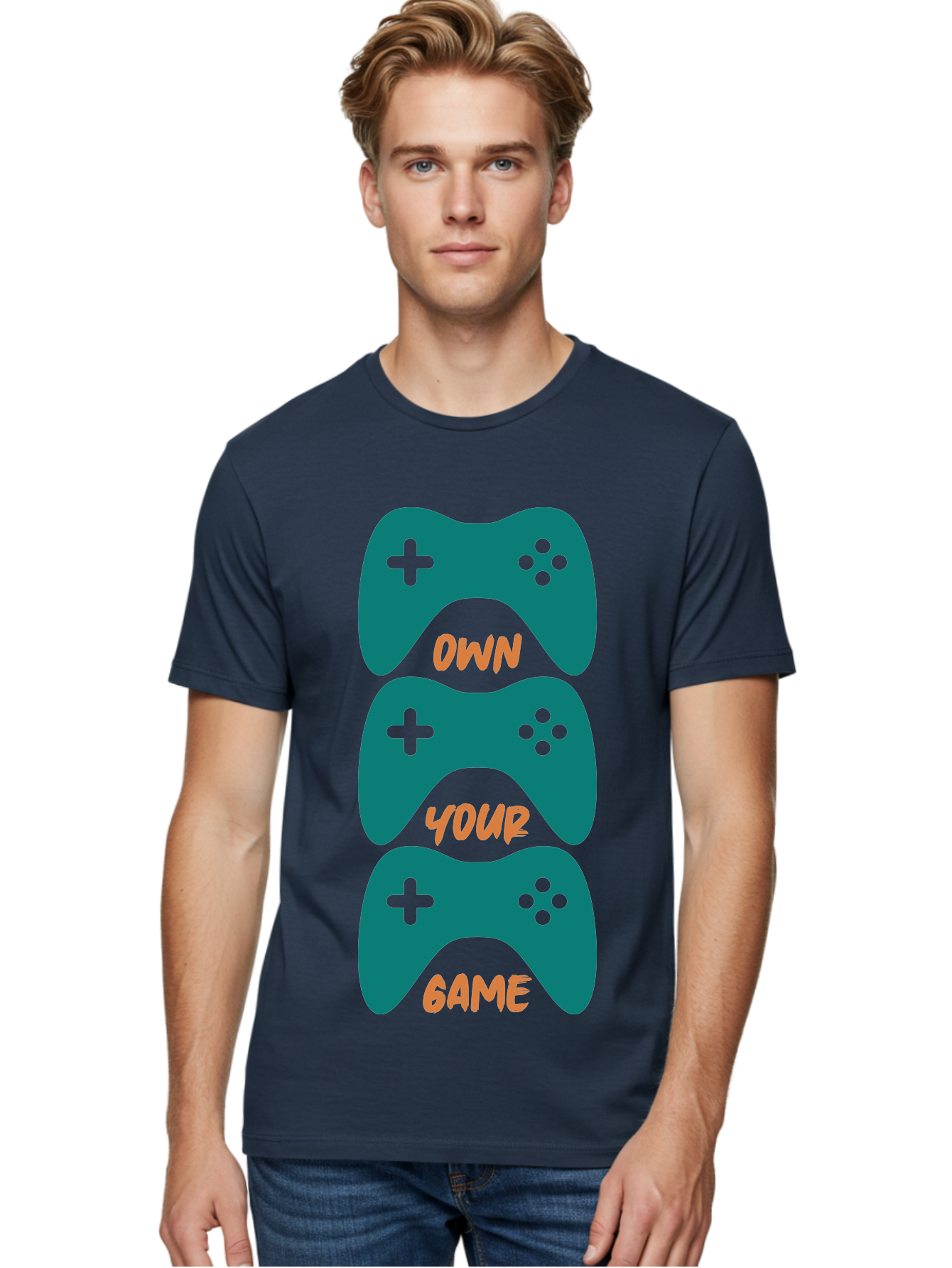 Own-Your-Game Men'S Graphic Tee, 100% Cotton, Comfortable Casual Summer Wear, Machine Washable, Video Game Controllers, Gaming, Gaming Culture, Own Your Game, Game Controllers, Playful Design, Console Gaming, Motivational Quote -  Aaa655