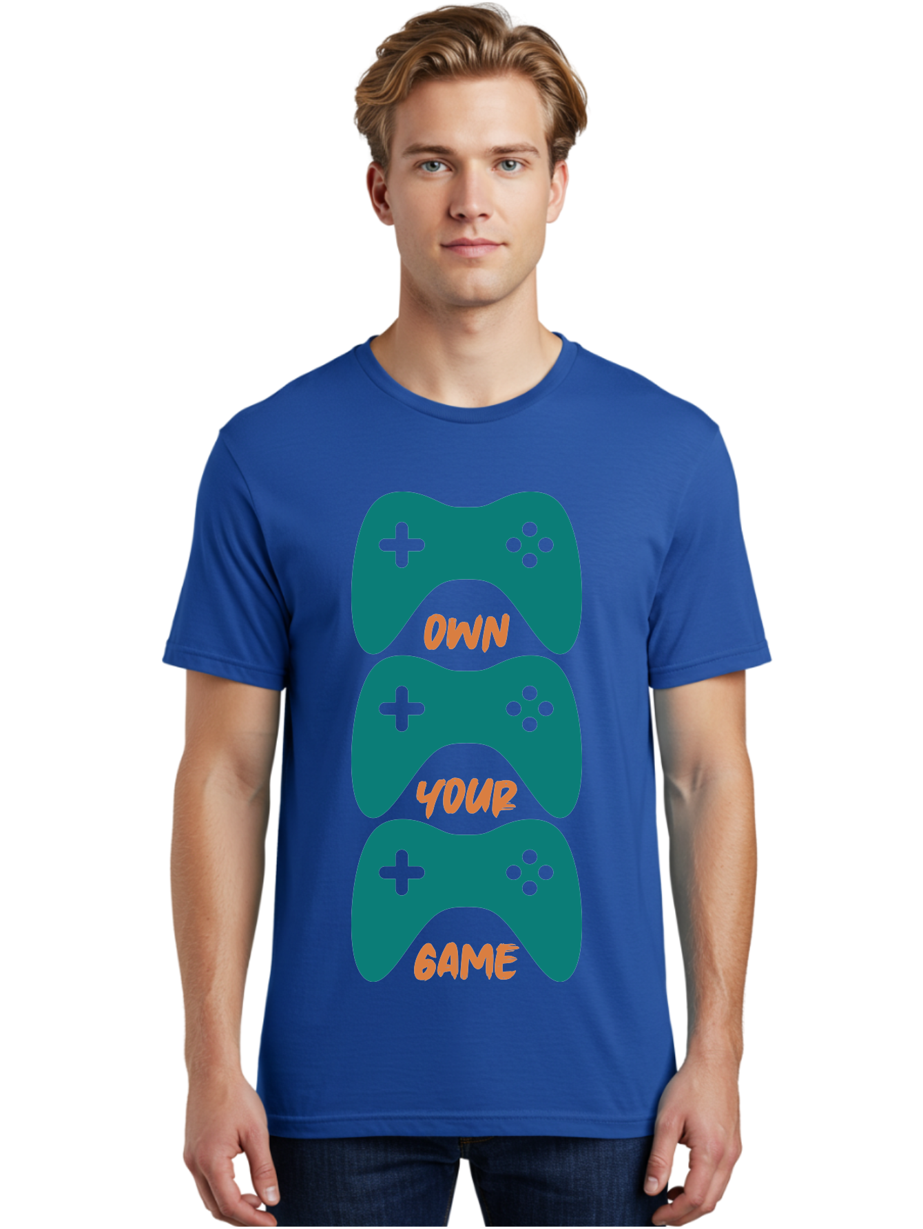 Own-Your-Game Men'S Graphic Tee, 100% Cotton, Comfortable Casual Summer Wear, Machine Washable, Video Game Controllers, Gaming, Gaming Culture, Own Your Game, Game Controllers, Playful Design, Console Gaming, Motivational Quote -  Aaa655