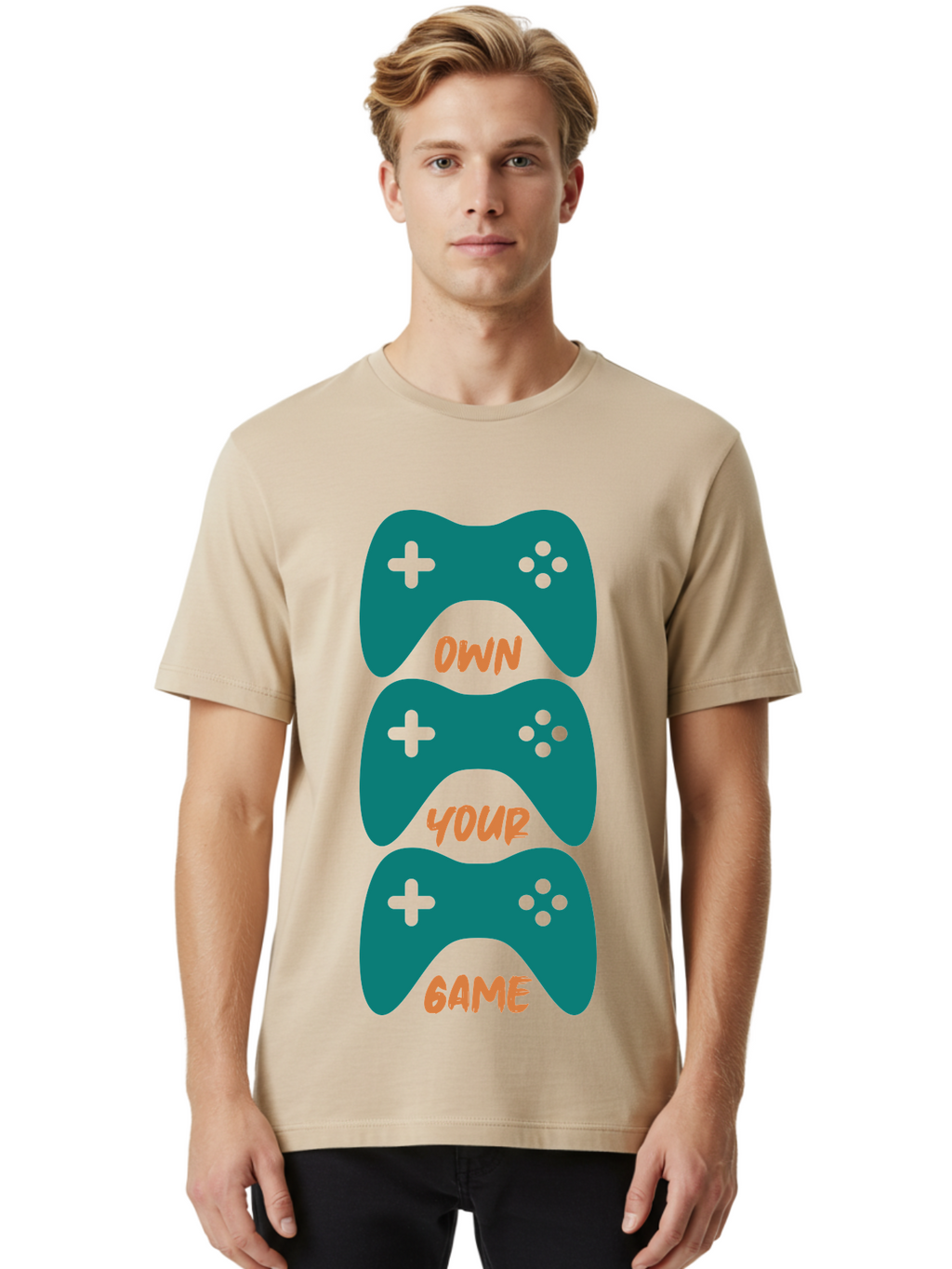 Own-Your-Game Men'S Graphic Tee, 100% Cotton, Comfortable Casual Summer Wear, Machine Washable, Video Game Controllers, Gaming, Gaming Culture, Own Your Game, Game Controllers, Playful Design, Console Gaming, Motivational Quote -  Aaa655