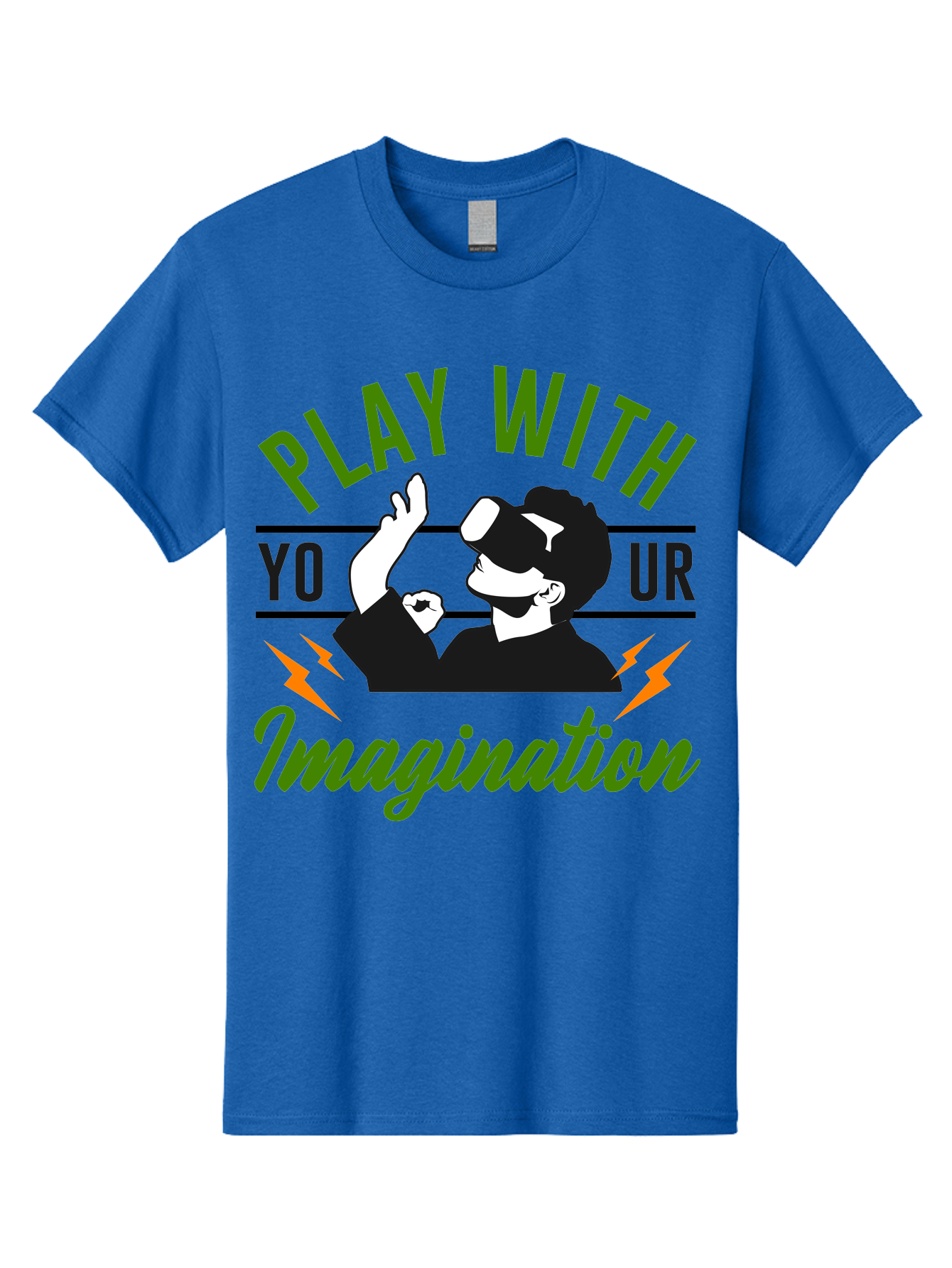 Play-With-Your-Imagination Men'S Graphic Tee, 100% Cotton, Comfortable Casual Summer Wear, Machine Washable, Virtual Reality Experience, Gaming Technology, Futuristic Entertainment, Immersive World, Creative Freedom, Innovative Design, -  Aaa656