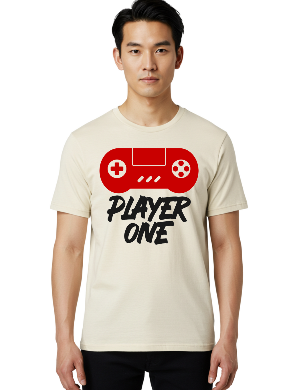 Player-One Men'S Graphic Tee, 100% Cotton, Comfortable Casual Summer Wear, Machine Washable, Retro Video Game, Vintage Gaming, Player One, Classic Console, Gaming Nostalgia, Pixel Art, Retro Aesthetic, Graphic Design -  Aaa657
