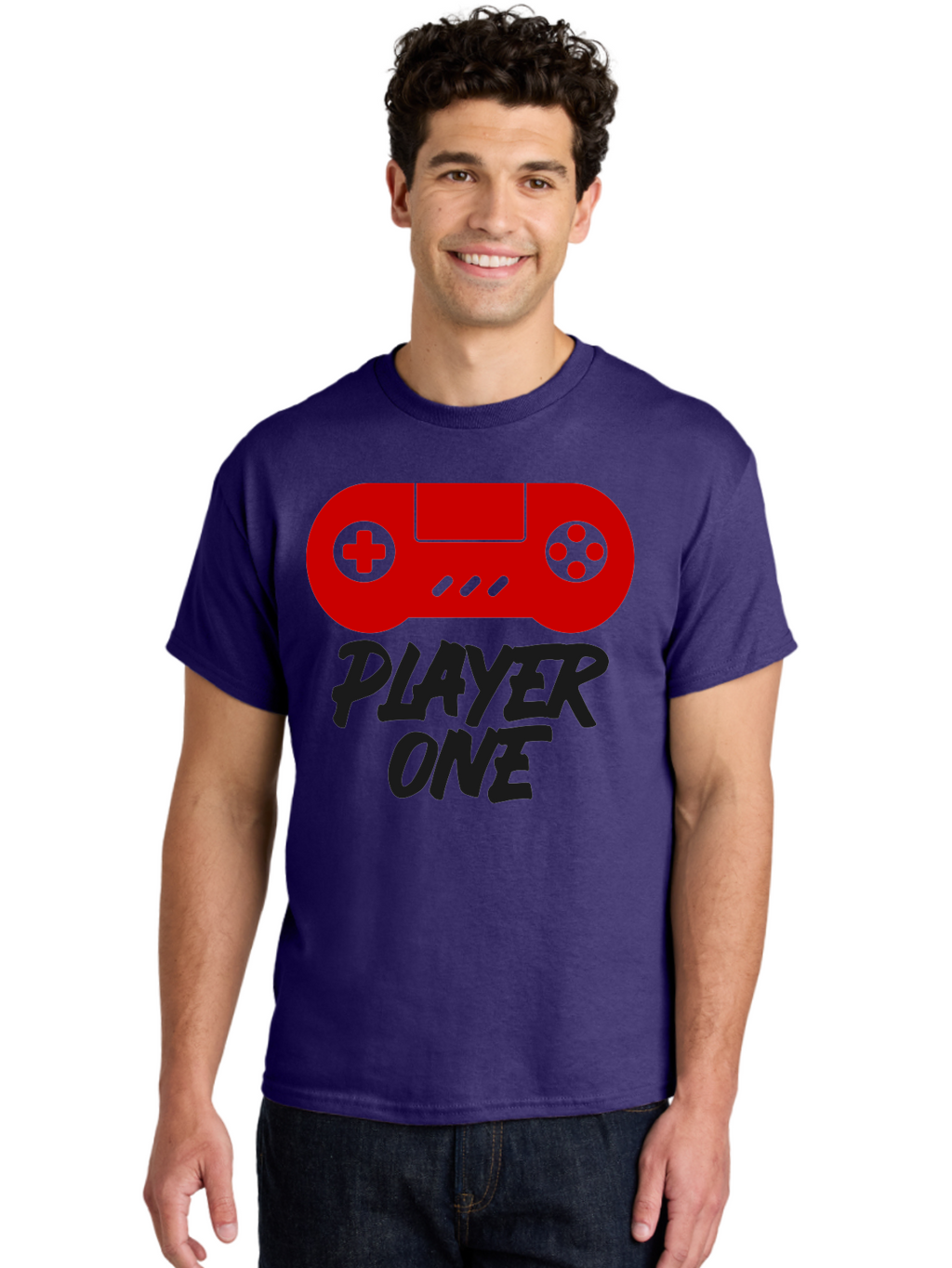 Player-One Men'S Graphic Tee, 100% Cotton, Comfortable Casual Summer Wear, Machine Washable, Retro Video Game, Vintage Gaming, Player One, Classic Console, Gaming Nostalgia, Pixel Art, Retro Aesthetic, Graphic Design -  Aaa657
