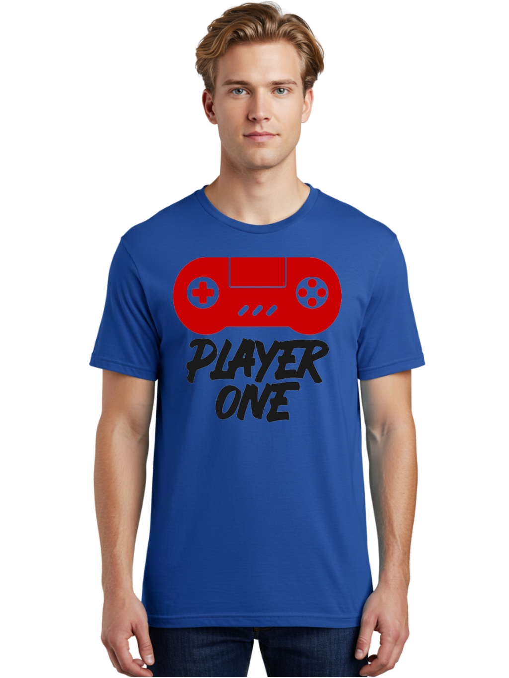 Player-One Men'S Graphic Tee, 100% Cotton, Comfortable Casual Summer Wear, Machine Washable, Retro Video Game, Vintage Gaming, Player One, Classic Console, Gaming Nostalgia, Pixel Art, Retro Aesthetic, Graphic Design -  Aaa657