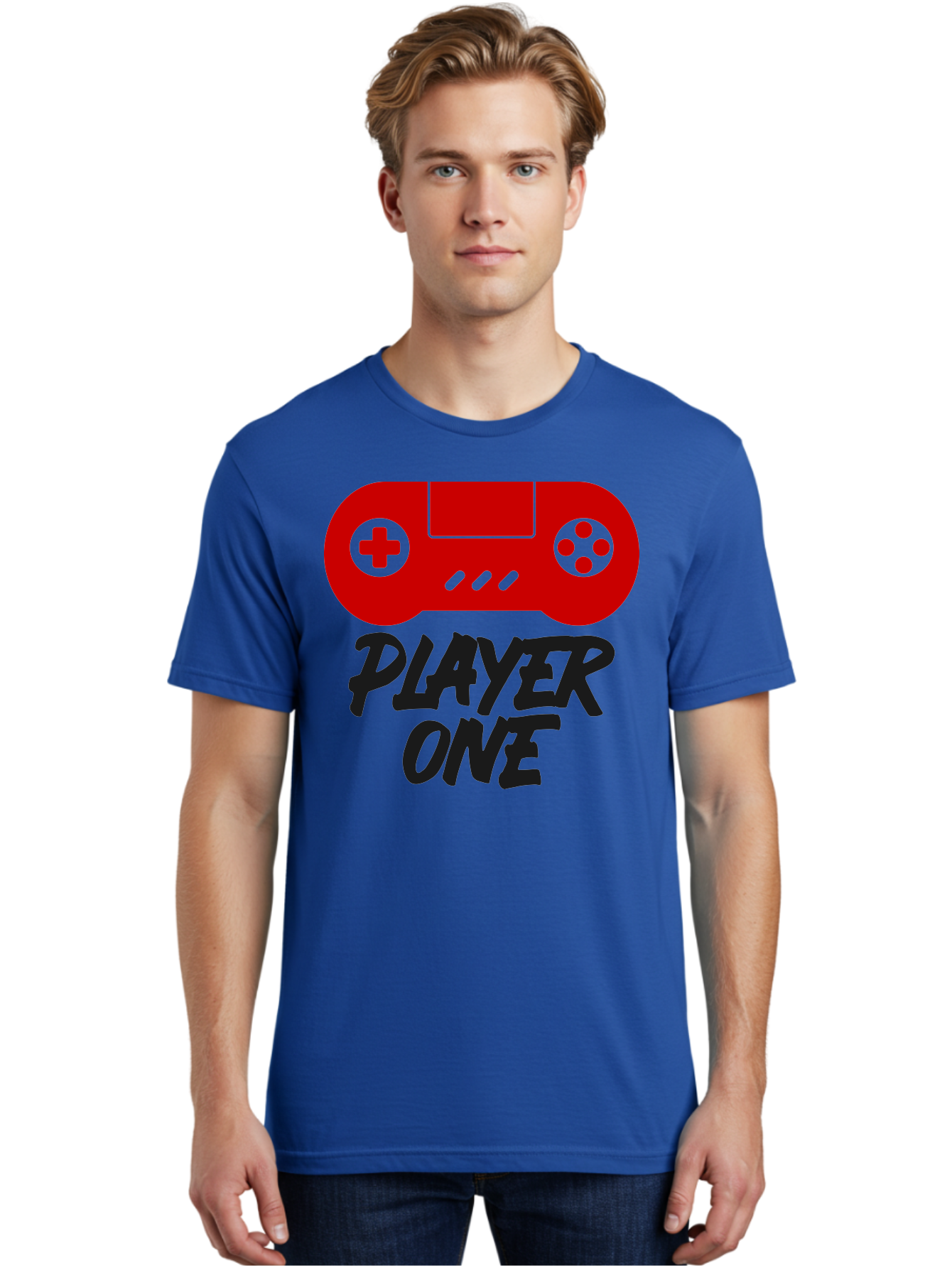Player-One Men'S Graphic Tee, 100% Cotton, Comfortable Casual Summer Wear, Machine Washable, Retro Video Game, Vintage Gaming, Player One, Classic Console, Gaming Nostalgia, Pixel Art, Retro Aesthetic, Graphic Design -  Aaa657