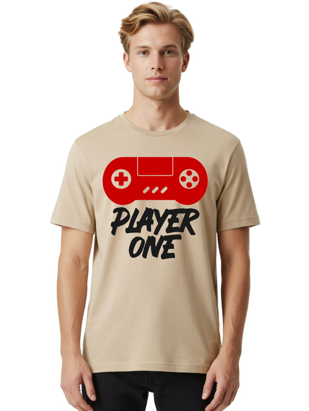 Player-One Men'S Graphic Tee, 100% Cotton, Comfortable Casual Summer Wear, Machine Washable, Retro Video Game, Vintage Gaming, Player One, Classic Console, Gaming Nostalgia, Pixel Art, Retro Aesthetic, Graphic Design -  Aaa657