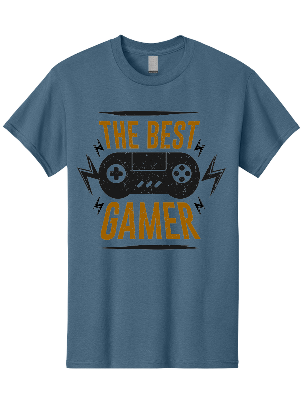 The-Best-Gamer Men'S Graphic Tee, 100% Cotton, Comfortable Casual Summer Wear, Machine Washable, Gaming Controller, Video Games, Gamer Culture, Retro Gaming, Gaming Graphics, Bold Typography, Lightning Bolts -  Aaa662
