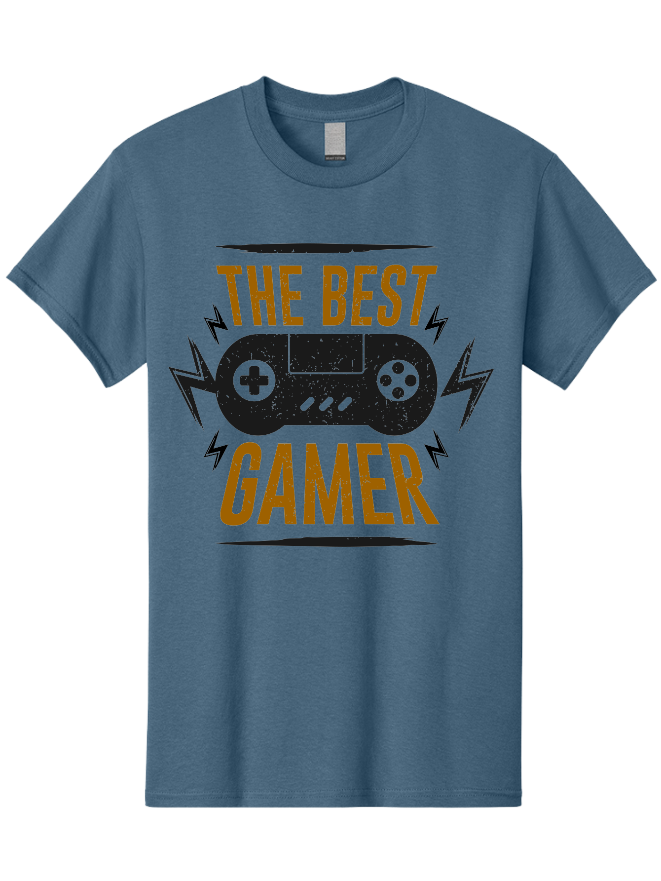The-Best-Gamer Men'S Graphic Tee, 100% Cotton, Comfortable Casual Summer Wear, Machine Washable, Gaming Controller, Video Games, Gamer Culture, Retro Gaming, Gaming Graphics, Bold Typography, Lightning Bolts -  Aaa662