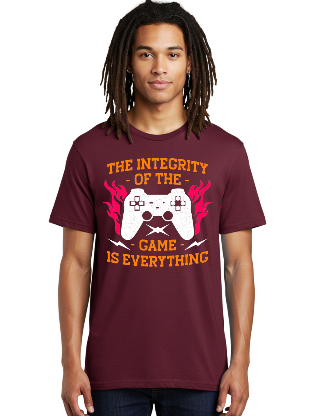 The-Integrity-Of-The-Game-Is-Everything Men'S Graphic Tee, 100% Cotton, Comfortable Casual Summer Wear, Machine Washable, Gaming Quote, Video Game Controller, Gaming Culture, Esports, Fair Play, Gaming Community, Competitive Gaming, -  Aaa663
