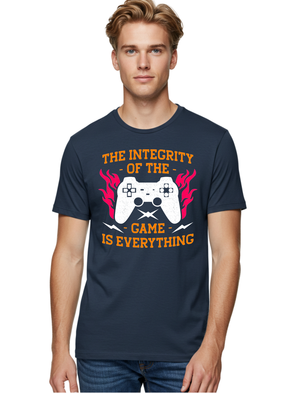 The-Integrity-Of-The-Game-Is-Everything Men'S Graphic Tee, 100% Cotton, Comfortable Casual Summer Wear, Machine Washable, Gaming Quote, Video Game Controller, Gaming Culture, Esports, Fair Play, Gaming Community, Competitive Gaming, -  Aaa663
