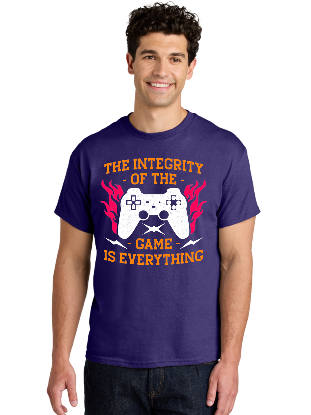 The-Integrity-Of-The-Game-Is-Everything Men'S Graphic Tee, 100% Cotton, Comfortable Casual Summer Wear, Machine Washable, Gaming Quote, Video Game Controller, Gaming Culture, Esports, Fair Play, Gaming Community, Competitive Gaming, -  Aaa663