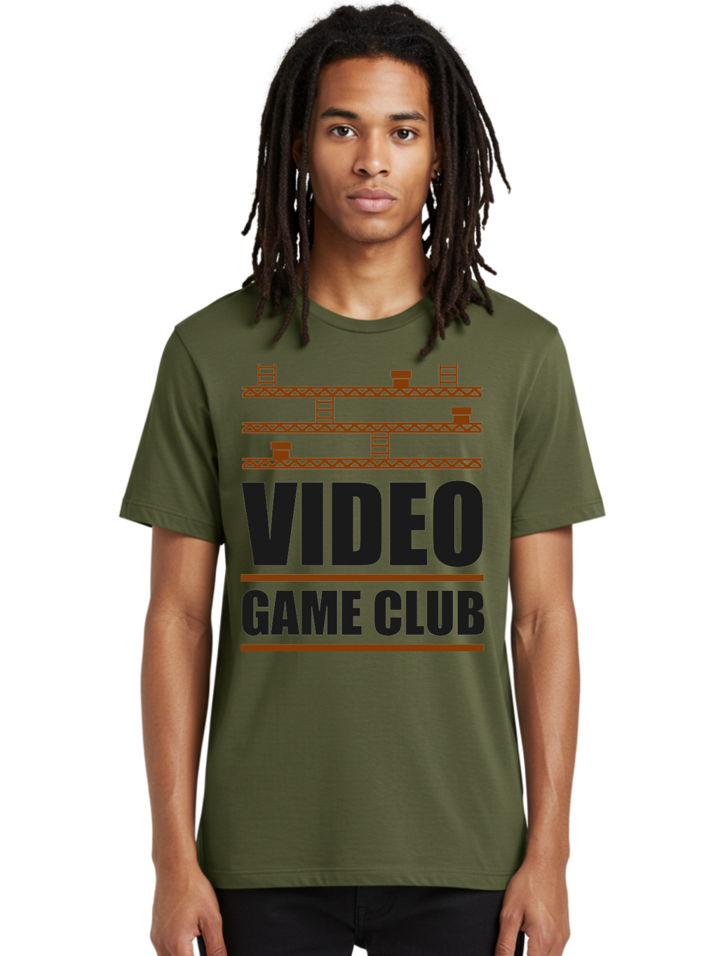 Video-Game-Club Men'S Graphic Tee, 100% Cotton, Comfortable Casual Summer Wear, Machine Washable, Video Game Club, Gaming Community, Retro Gaming, Pixel Art, Ladders, Platforms, Online Gaming Group, Gaming Culture -  Aaa665