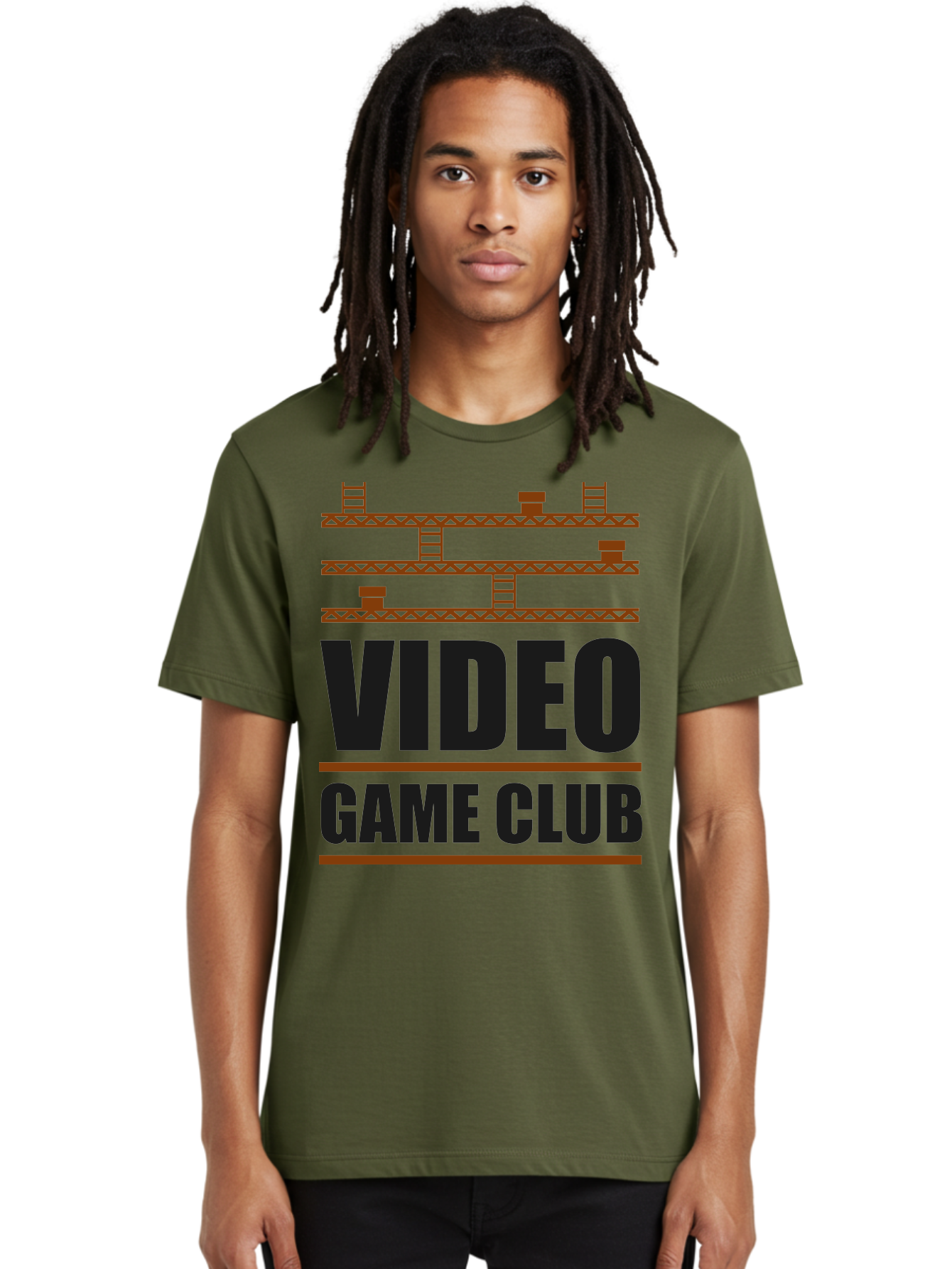 Video-Game-Club Men'S Graphic Tee, 100% Cotton, Comfortable Casual Summer Wear, Machine Washable, Video Game Club, Gaming Community, Retro Gaming, Pixel Art, Ladders, Platforms, Online Gaming Group, Gaming Culture -  Aaa665