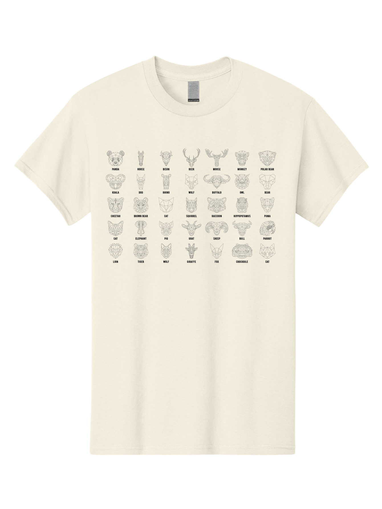 Animal-Silhouettes Men'S Graphic Tee, 100% Cotton, Comfortable Casual Summer Wear, Machine Washable, Animal Heads, Wildlife Illustrations, Mammal Faces, Fauna Silhouettes, Animal Profiles, Zoological Graphics, Wildlife Art, Animal Designs, -  Aaa669