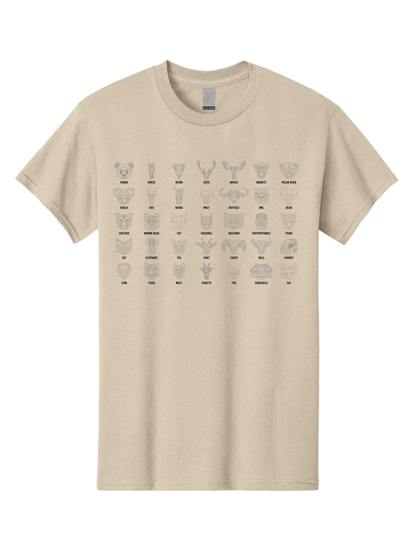 Animal-Silhouettes Men'S Graphic Tee, 100% Cotton, Comfortable Casual Summer Wear, Machine Washable, Animal Heads, Wildlife Illustrations, Mammal Faces, Fauna Silhouettes, Animal Profiles, Zoological Graphics, Wildlife Art, Animal Designs, -  Aaa669