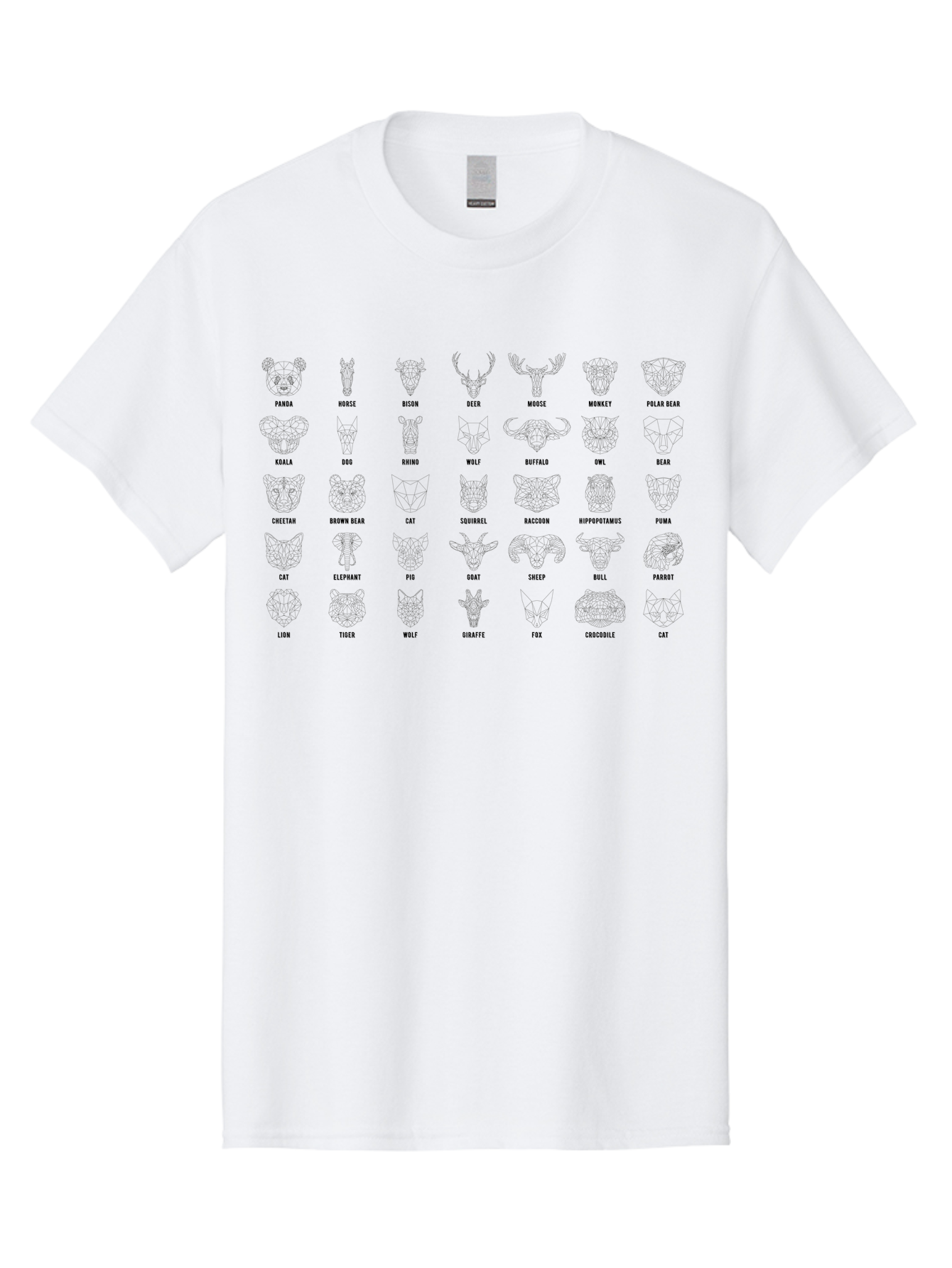 Animal-Silhouettes Men'S Graphic Tee, 100% Cotton, Comfortable Casual Summer Wear, Machine Washable, Animal Heads, Wildlife Illustrations, Mammal Faces, Fauna Silhouettes, Animal Profiles, Zoological Graphics, Wildlife Art, Animal Designs, -  Aaa669