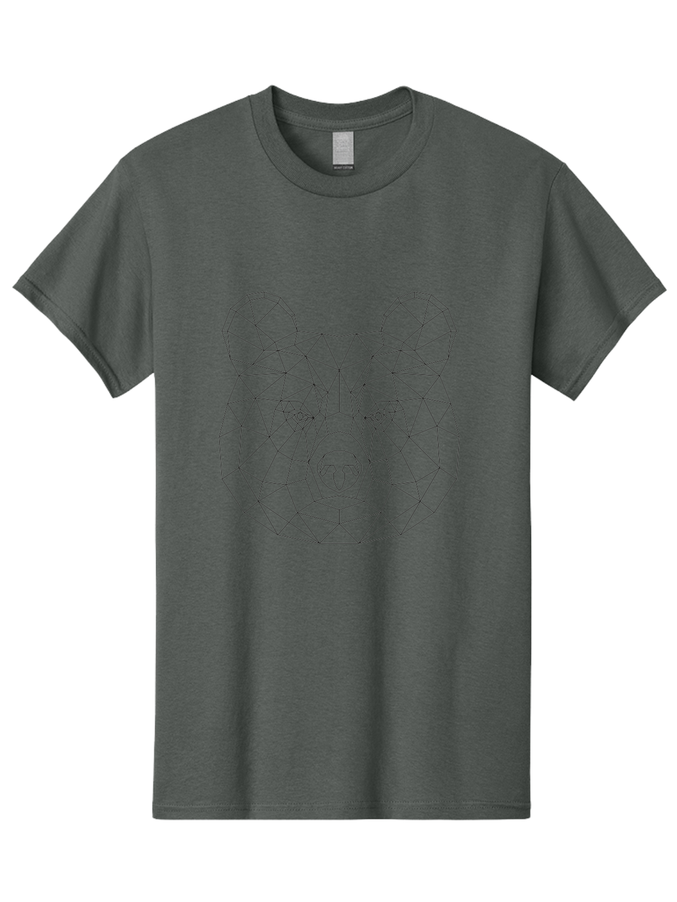 Bear-Head Men'S Graphic Tee, 100% Cotton, Comfortable Casual Summer Wear, Machine Washable, Geometric Bear, Low-Poly Art, Wireframe Design, Animal Graphics, Modern Illustration, Futuristic Style, Minimalist Art, Digital Graphics -  Aaa670