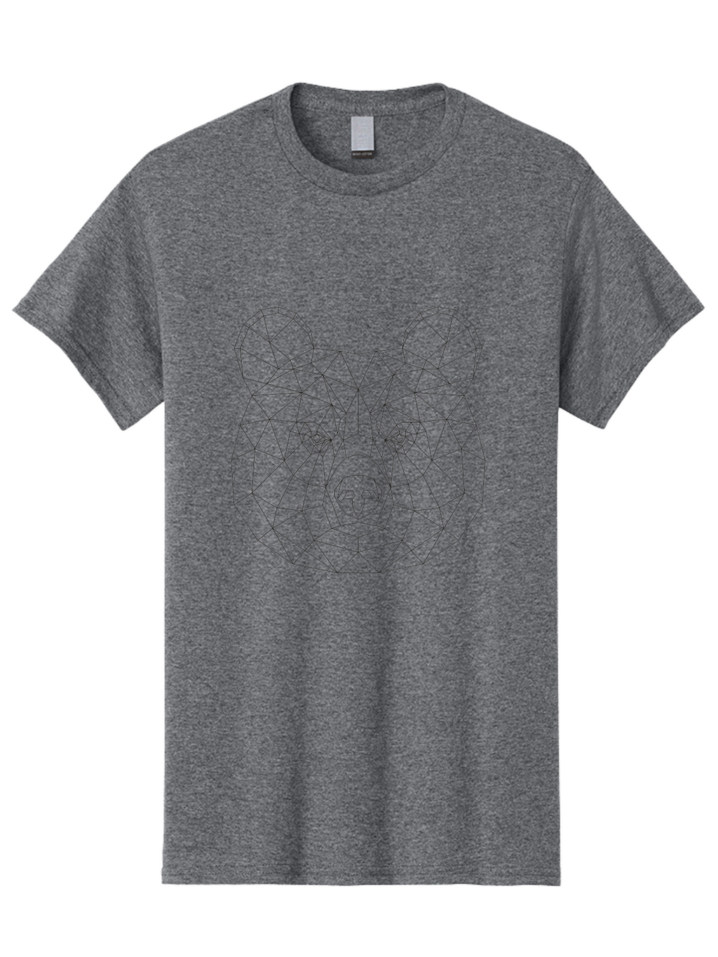 Bear-Head Men'S Graphic Tee, 100% Cotton, Comfortable Casual Summer Wear, Machine Washable, Geometric Bear, Low-Poly Art, Wireframe Design, Animal Graphics, Modern Illustration, Futuristic Style, Minimalist Art, Digital Graphics -  Aaa670