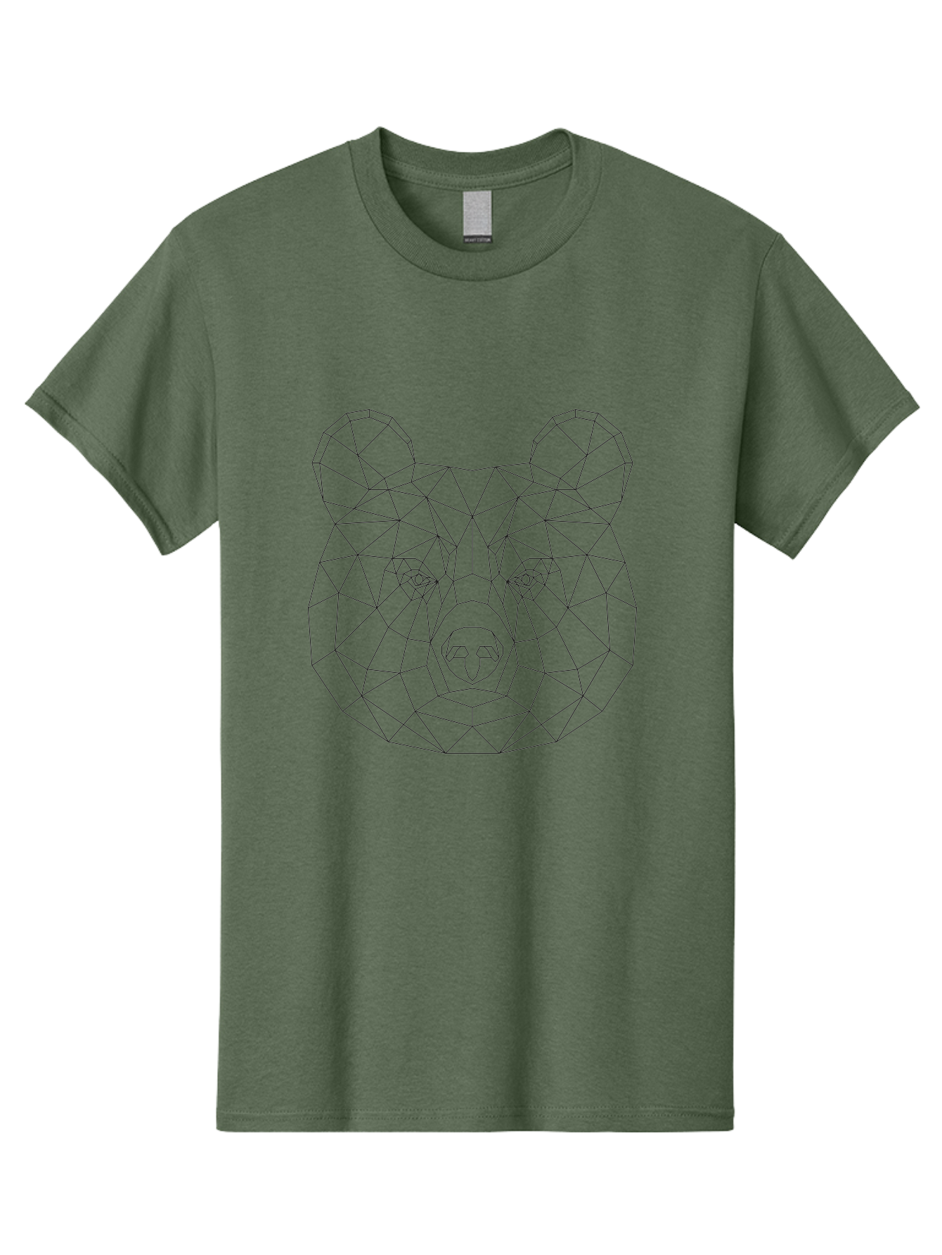 Bear-Head Men'S Graphic Tee, 100% Cotton, Comfortable Casual Summer Wear, Machine Washable, Geometric Bear, Low-Poly Art, Wireframe Design, Animal Graphics, Modern Illustration, Futuristic Style, Minimalist Art, Digital Graphics -  Aaa670