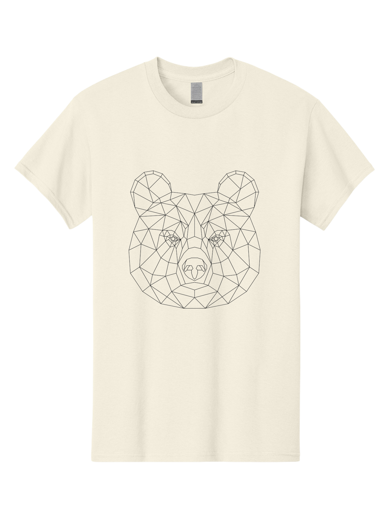 Bear-Head Men'S Graphic Tee, 100% Cotton, Comfortable Casual Summer Wear, Machine Washable, Geometric Bear, Low-Poly Art, Wireframe Design, Animal Graphics, Modern Illustration, Futuristic Style, Minimalist Art, Digital Graphics -  Aaa670