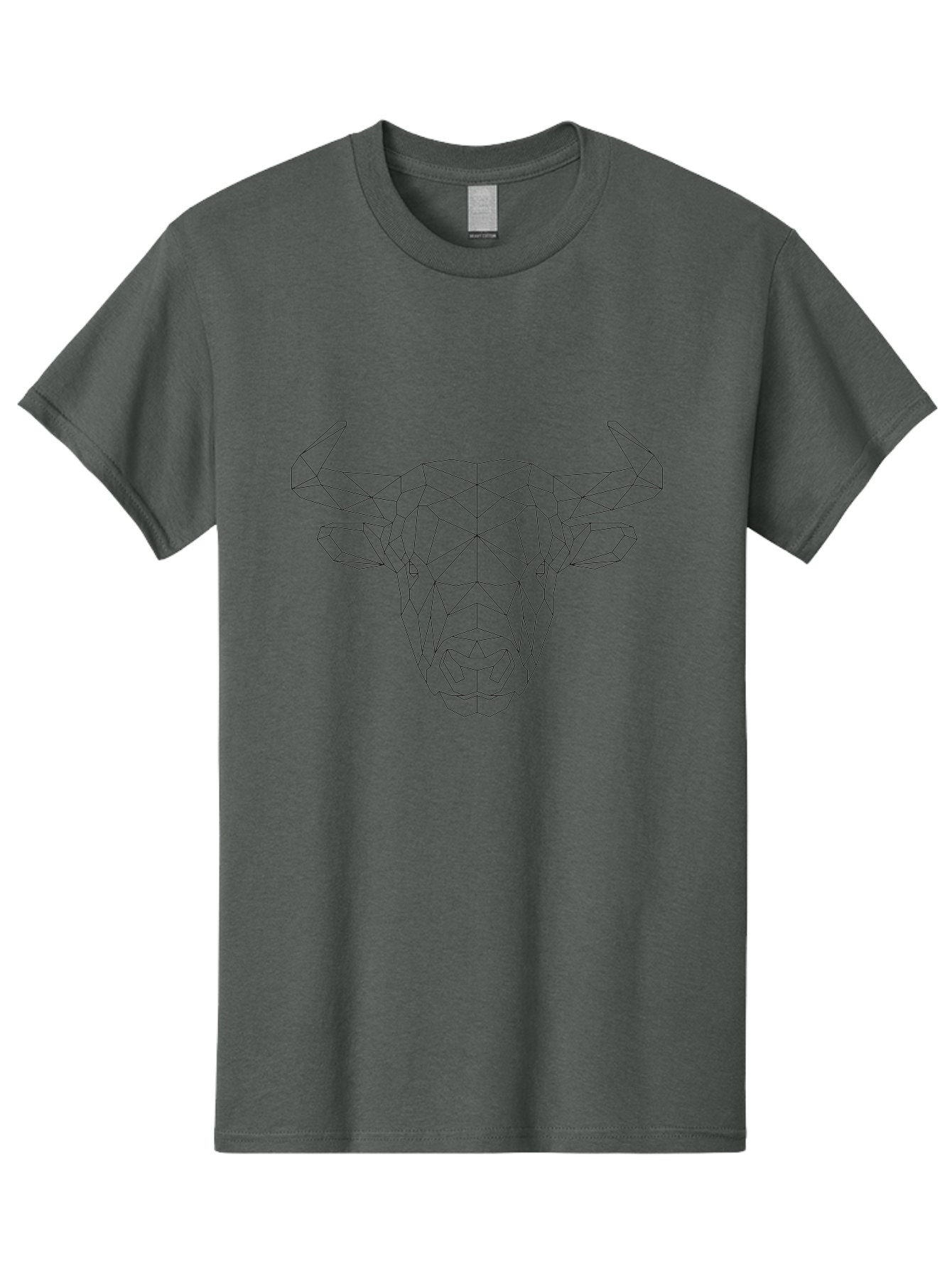Bull-Head-1 Men'S Graphic Tee, 100% Cotton, Comfortable Casual Summer Wear, Machine Washable, Geometric Bull Head, Wireframe Art, Low Poly Design, Abstract Animal, Modern Minimalist, Futuristic Style, Bull Silhouette, Angular Shapes, -  Aaa671