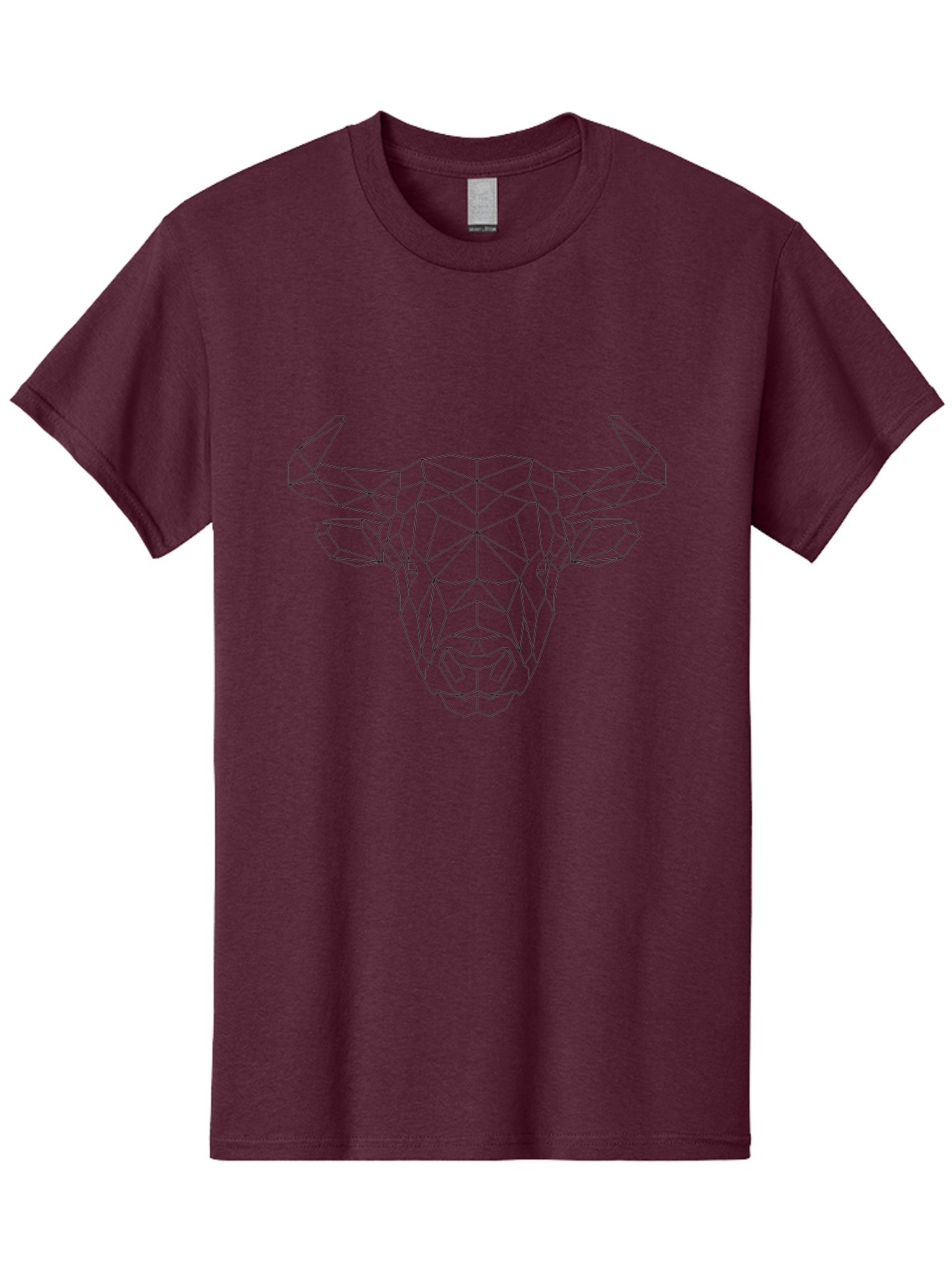 Bull-Head-1 Men'S Graphic Tee, 100% Cotton, Comfortable Casual Summer Wear, Machine Washable, Geometric Bull Head, Wireframe Art, Low Poly Design, Abstract Animal, Modern Minimalist, Futuristic Style, Bull Silhouette, Angular Shapes, -  Aaa671