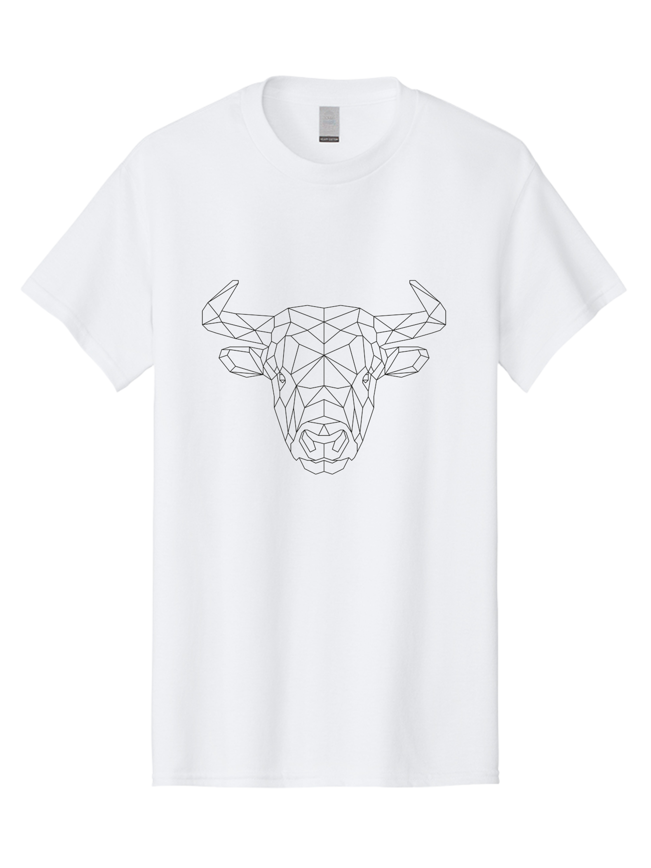 Bull-Head-1 Men'S Graphic Tee, 100% Cotton, Comfortable Casual Summer Wear, Machine Washable, Geometric Bull Head, Wireframe Art, Low Poly Design, Abstract Animal, Modern Minimalist, Futuristic Style, Bull Silhouette, Angular Shapes, -  Aaa671