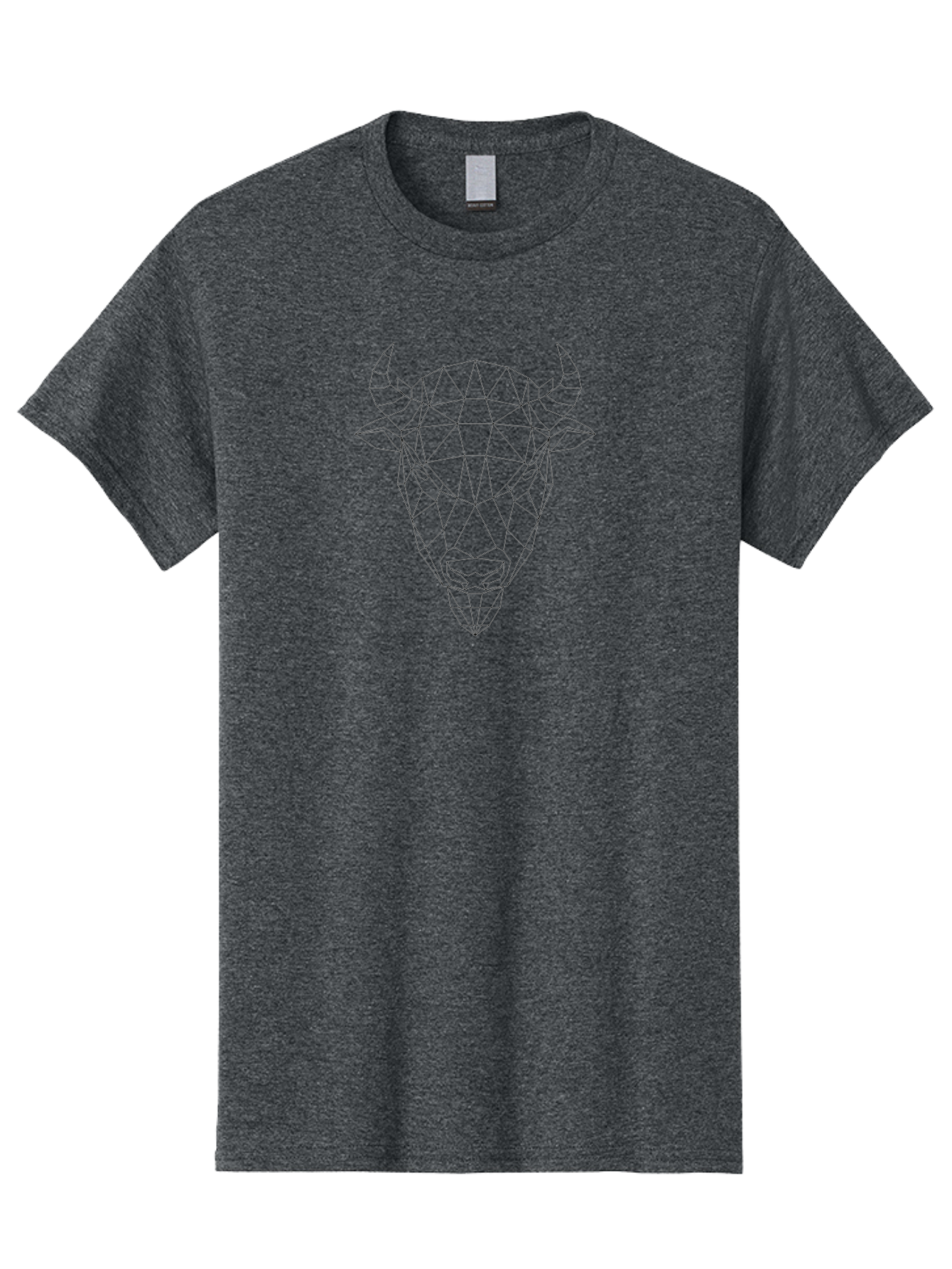 Bull-Head-2 Men'S Graphic Tee, 100% Cotton, Comfortable Casual Summer Wear, Machine Washable, Geometric Bull Head, Polygonal Art, Minimalist Design, Wireframe Style, Bull Illustration, Low Poly, Bull Face, Modern Art -  Aaa672