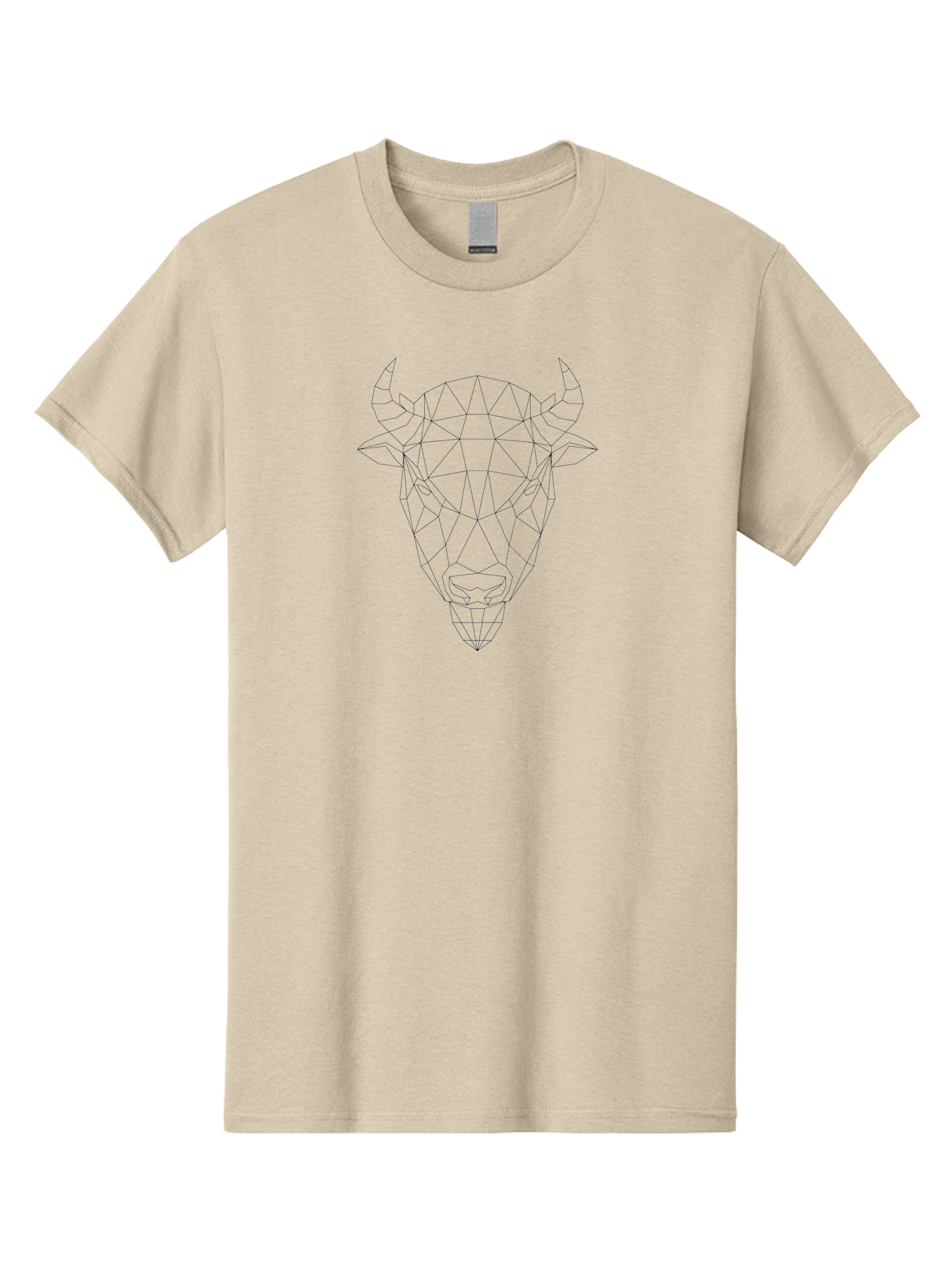 Bull-Head-2 Men'S Graphic Tee, 100% Cotton, Comfortable Casual Summer Wear, Machine Washable, Geometric Bull Head, Polygonal Art, Minimalist Design, Wireframe Style, Bull Illustration, Low Poly, Bull Face, Modern Art -  Aaa672