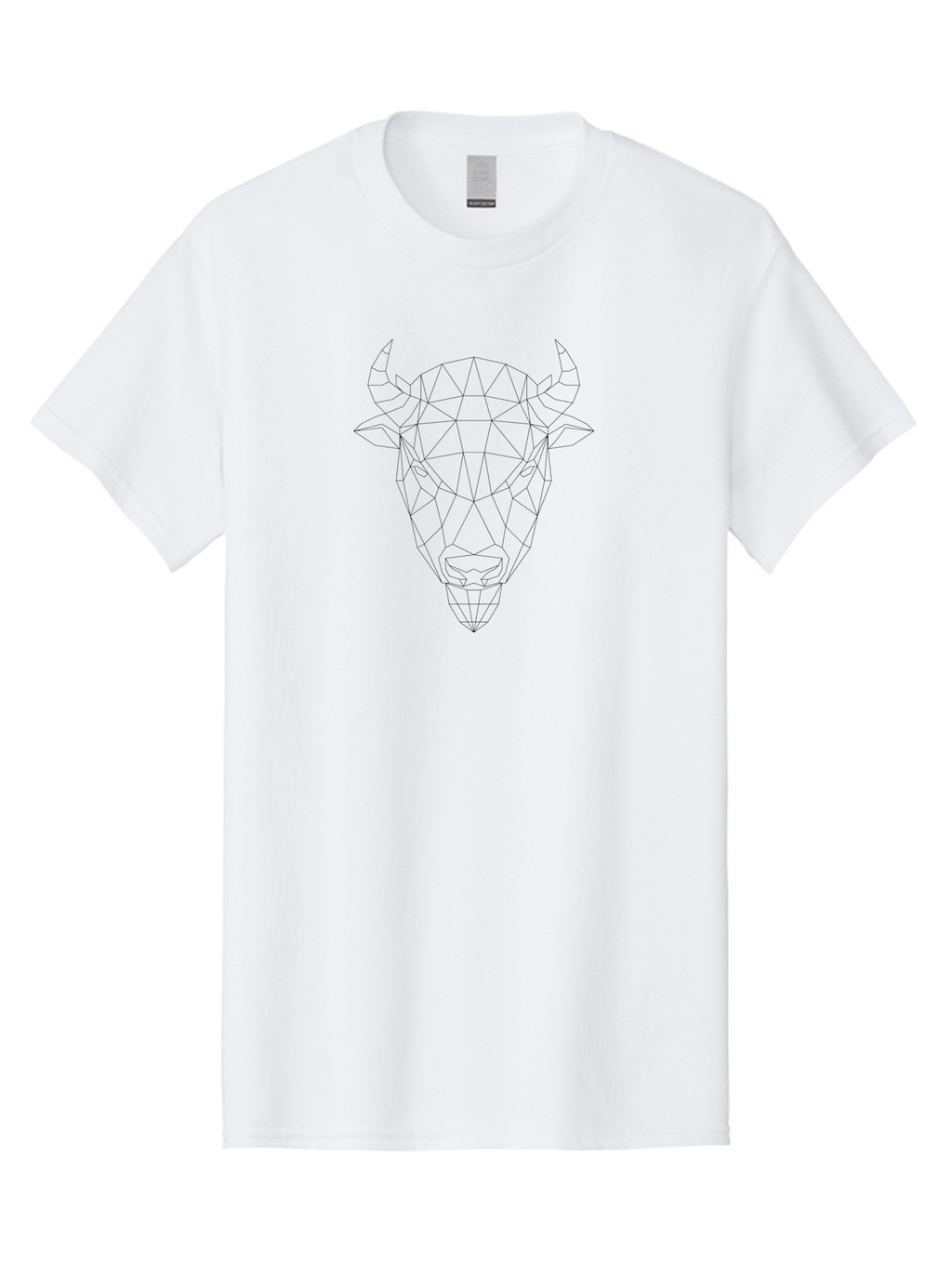 Bull-Head-2 Men'S Graphic Tee, 100% Cotton, Comfortable Casual Summer Wear, Machine Washable, Geometric Bull Head, Polygonal Art, Minimalist Design, Wireframe Style, Bull Illustration, Low Poly, Bull Face, Modern Art -  Aaa672