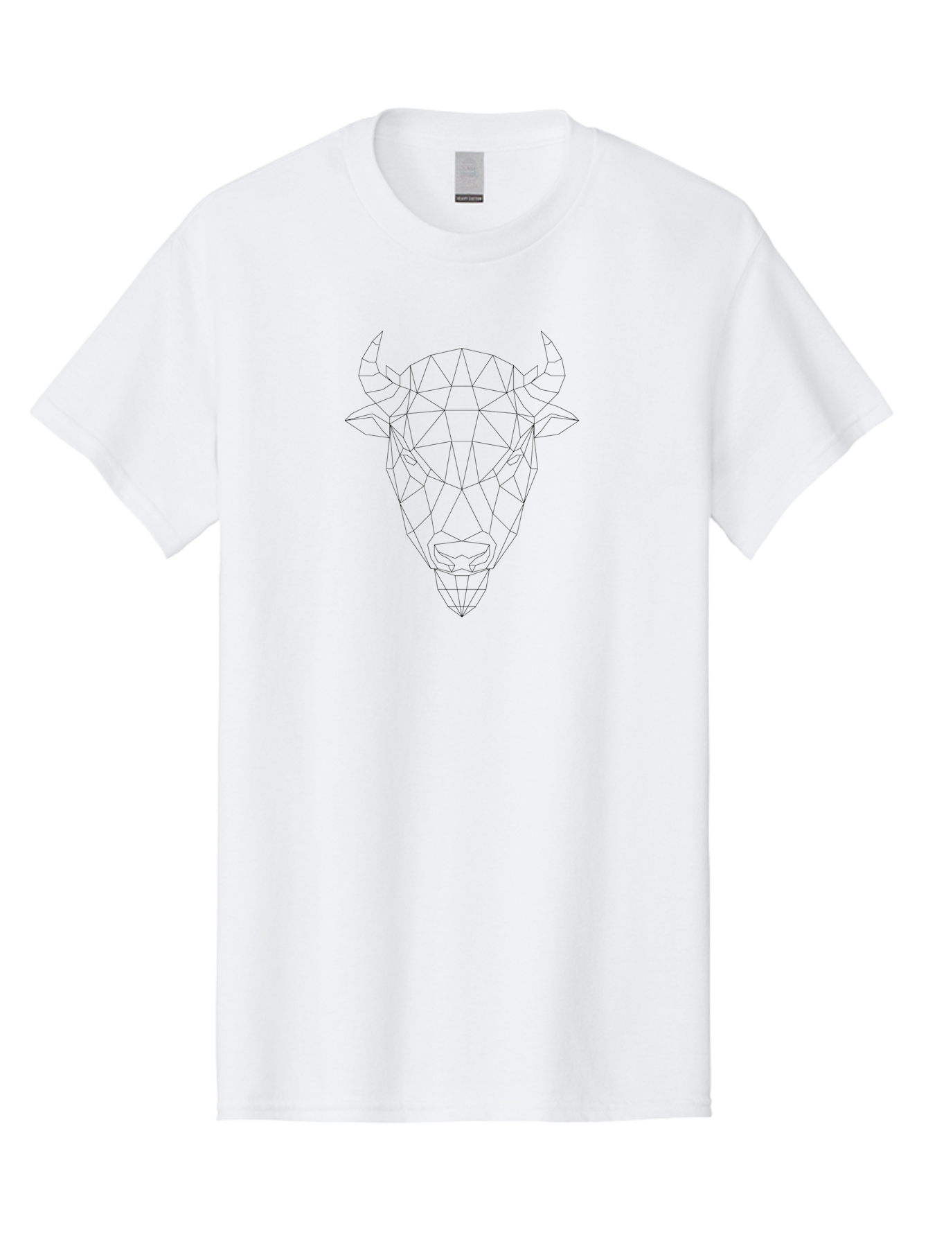 Bull-Head-2 Men'S Graphic Tee, 100% Cotton, Comfortable Casual Summer Wear, Machine Washable, Geometric Bull Head, Polygonal Art, Minimalist Design, Wireframe Style, Bull Illustration, Low Poly, Bull Face, Modern Art -  Aaa672