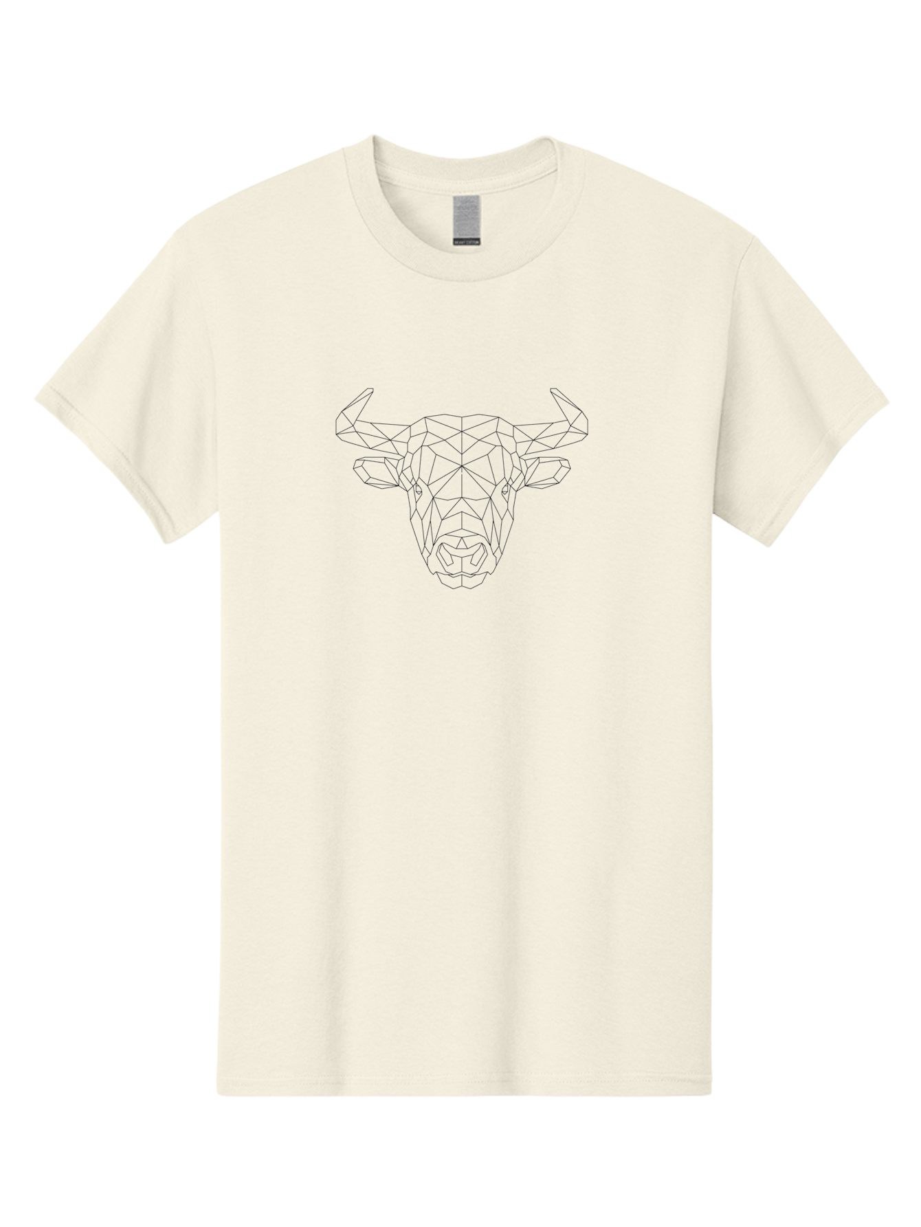 Bull-Head-3 Men'S Graphic Tee, 100% Cotton, Comfortable Casual Summer Wear, Machine Washable, Geometric Bull, Abstract Animal Art, Minimalist Design, Low Poly Style, Bull Illustration, Modern Artwork, Black And White Graphics, -  Aaa673