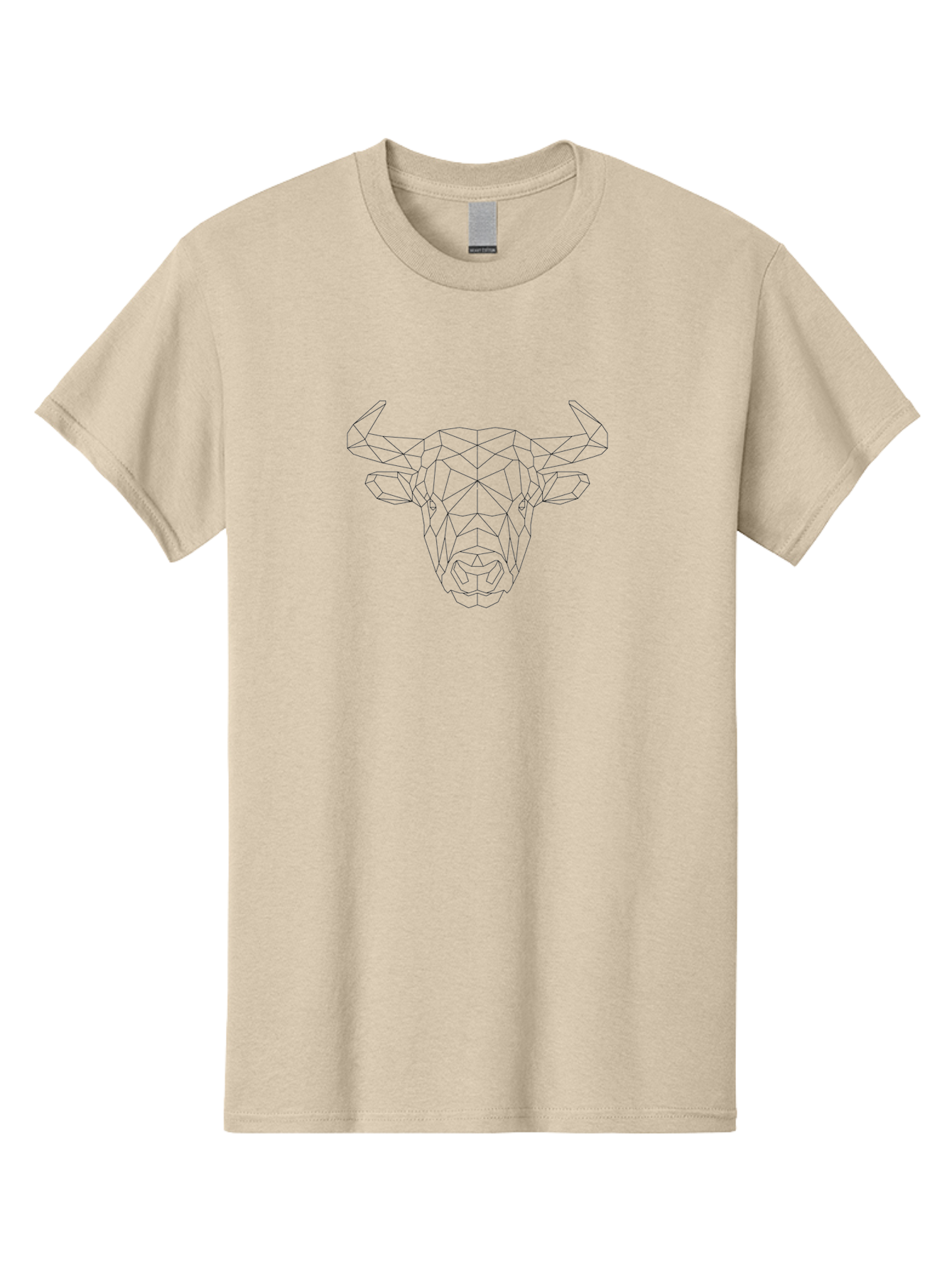 Bull-Head-3 Men'S Graphic Tee, 100% Cotton, Comfortable Casual Summer Wear, Machine Washable, Geometric Bull, Abstract Animal Art, Minimalist Design, Low Poly Style, Bull Illustration, Modern Artwork, Black And White Graphics, -  Aaa673