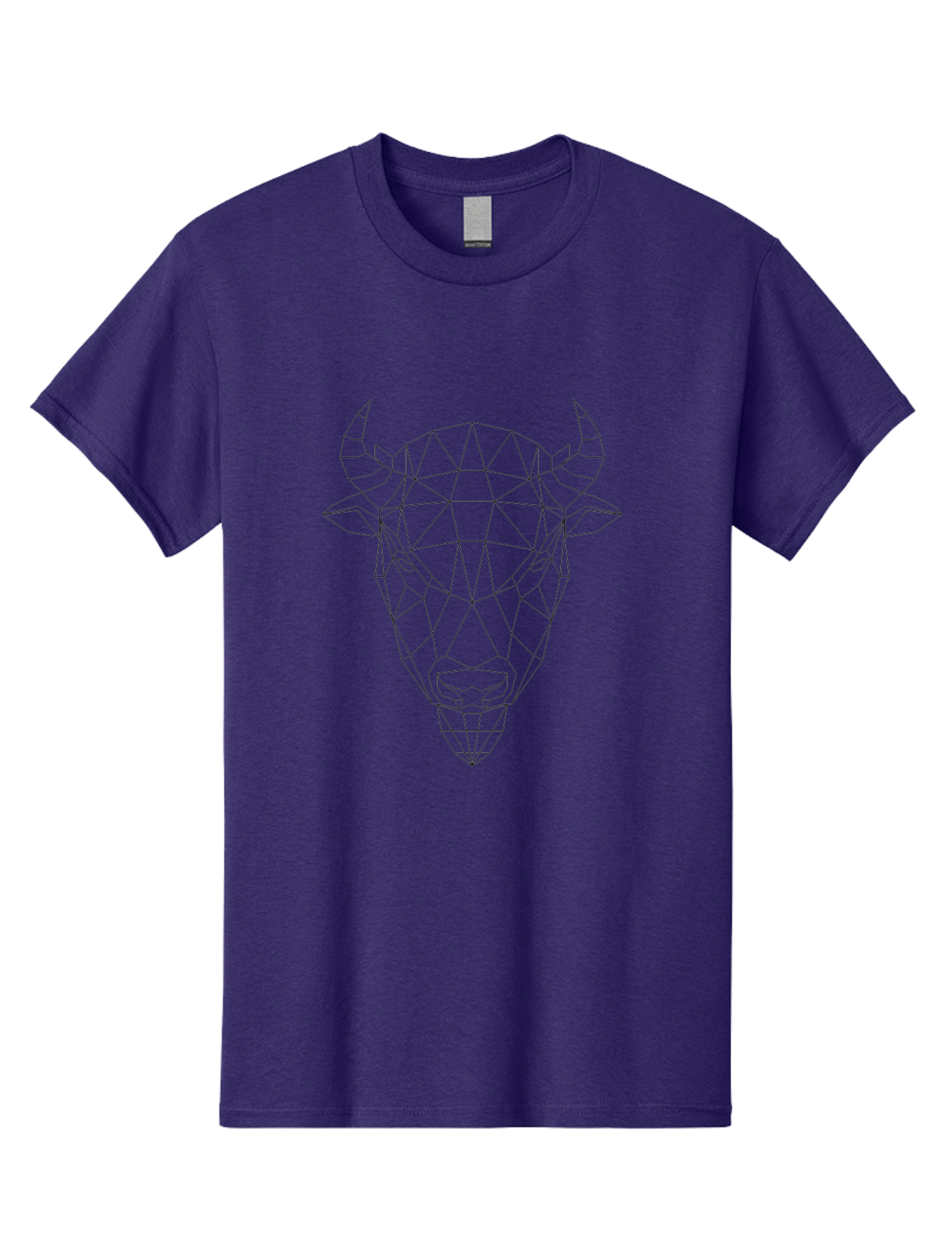 Bull-Head-Geometric Men'S Graphic Tee, 100% Cotton, Comfortable Casual Summer Wear, Machine Washable, Geometric Bull Head, Low Poly Art, Modern Design, Abstract Animal, Minimalist Style, Sharp Lines, Angular Shapes -  Aaa674