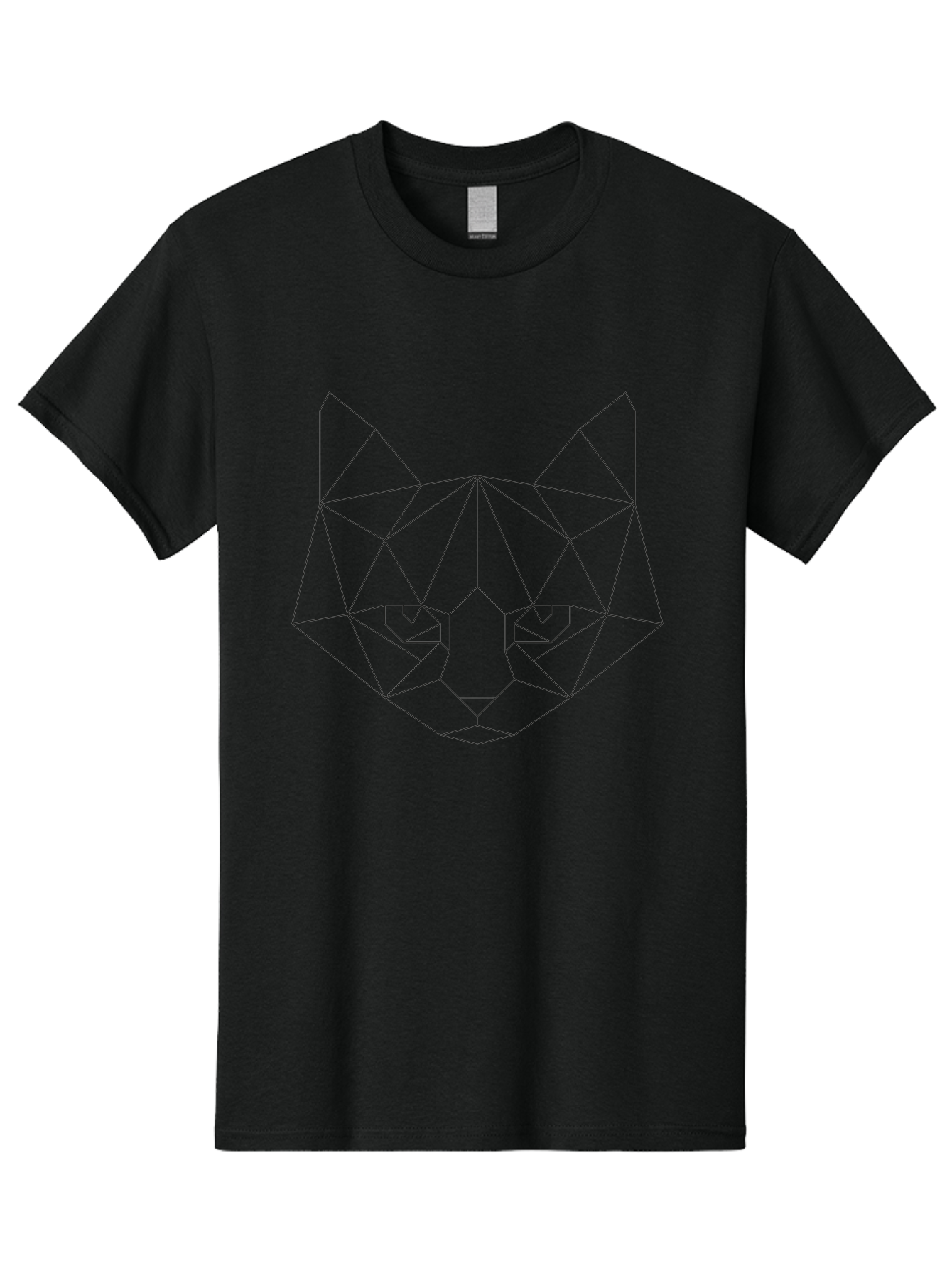 Cat-Face Men'S Graphic Tee, 100% Cotton, Comfortable Casual Summer Wear, Machine Washable, Geometric Cat Face, Low Poly Art, Minimalist Design, Cat Eyes, Feline Features, Abstract Illustration, Modern Graphics, Digital Art -  Aaa676