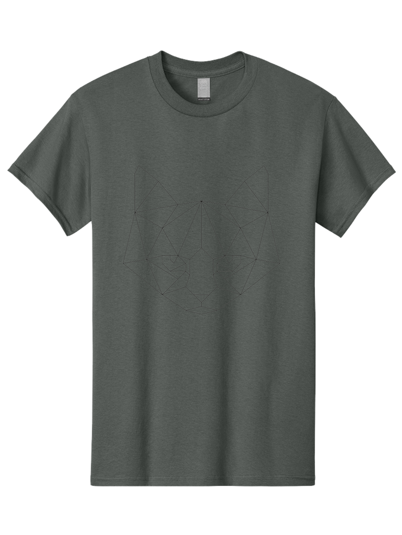 Cat-Face Men'S Graphic Tee, 100% Cotton, Comfortable Casual Summer Wear, Machine Washable, Geometric Cat Face, Low Poly Art, Minimalist Design, Cat Eyes, Feline Features, Abstract Illustration, Modern Graphics, Digital Art -  Aaa676