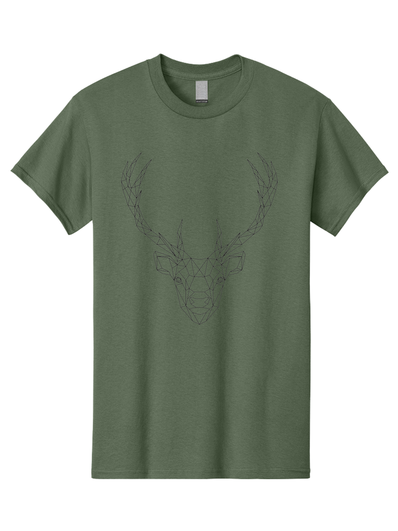 Deer-Head Men'S Graphic Tee, 100% Cotton, Comfortable Casual Summer Wear, Machine Washable, Geometric Deer Head, Wireframe Art, Low Poly Design, Minimalist Style, Abstract Animal, Modern Illustration, Deer Silhouette, Polygonal Art, -  Aaa677