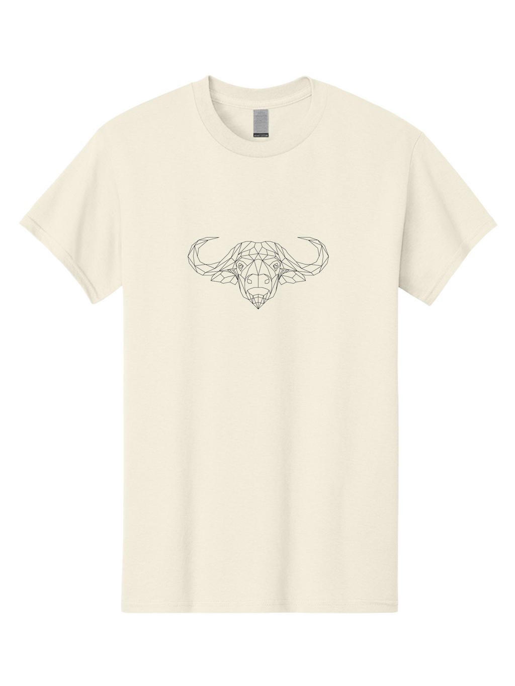 Geometric-Bull-Head Men'S Graphic Tee, 100% Cotton, Comfortable Casual Summer Wear, Machine Washable, Geometric Bull Head, Polygonal Art, Animal Design, Minimalist Style, Black And White Illustration, Modern Graphic, -  Aaa685