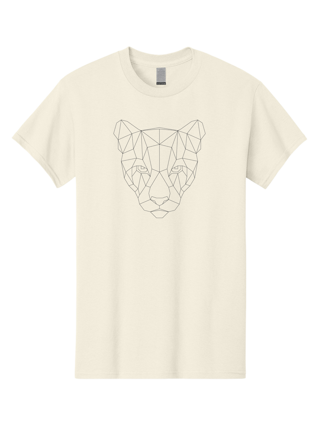 Geometric-Cat-2 Men'S Graphic Tee, 100% Cotton, Comfortable Casual Summer Wear, Machine Washable, Geometric Panther, Low Poly Art, Minimalist Design, Modern Illustration, Black Outline, Wild Cat, Polygon Shapes, Abstract Animal, -  Aaa687