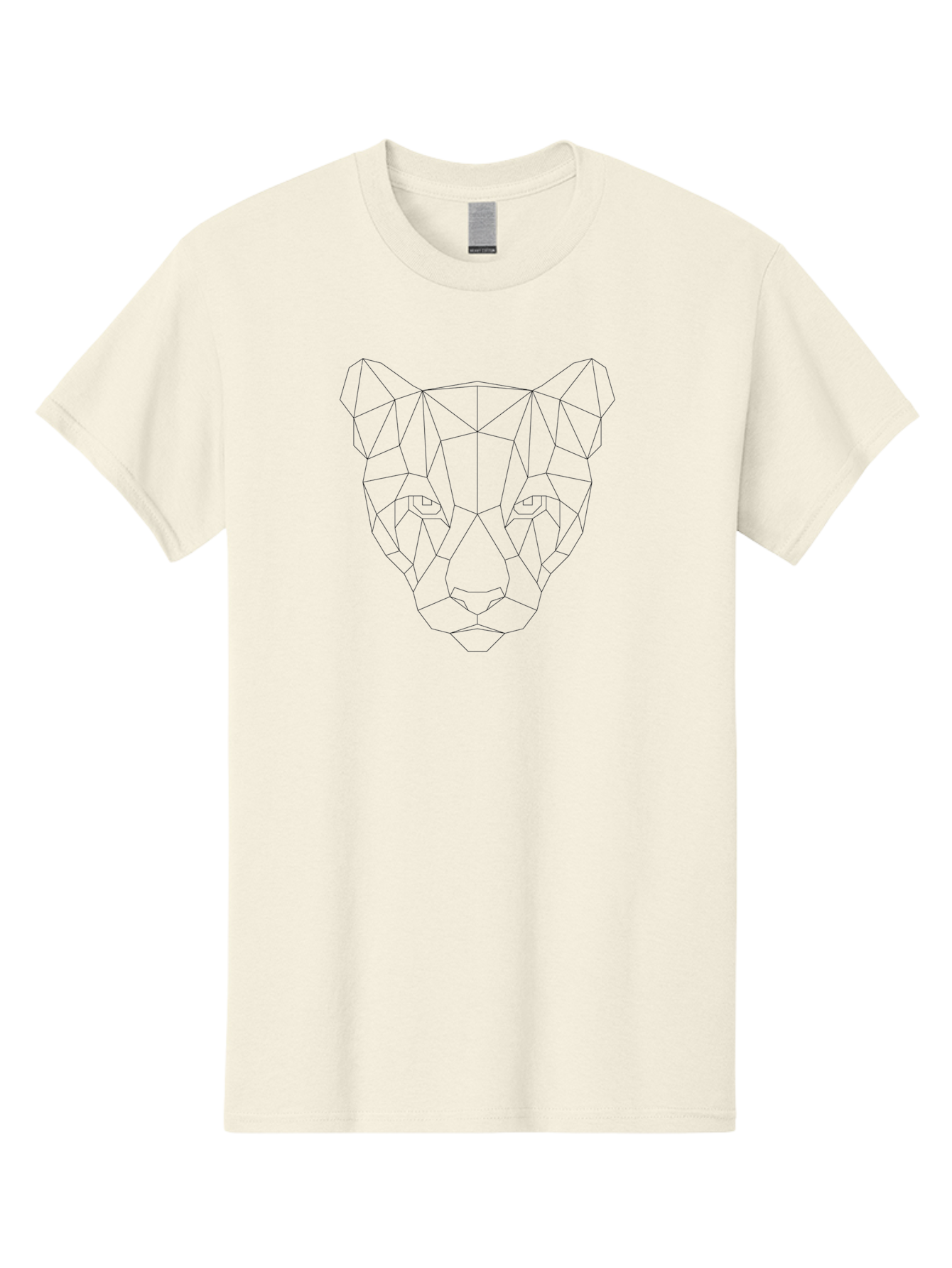Geometric-Cat-2 Men'S Graphic Tee, 100% Cotton, Comfortable Casual Summer Wear, Machine Washable, Geometric Panther, Low Poly Art, Minimalist Design, Modern Illustration, Black Outline, Wild Cat, Polygon Shapes, Abstract Animal, -  Aaa687